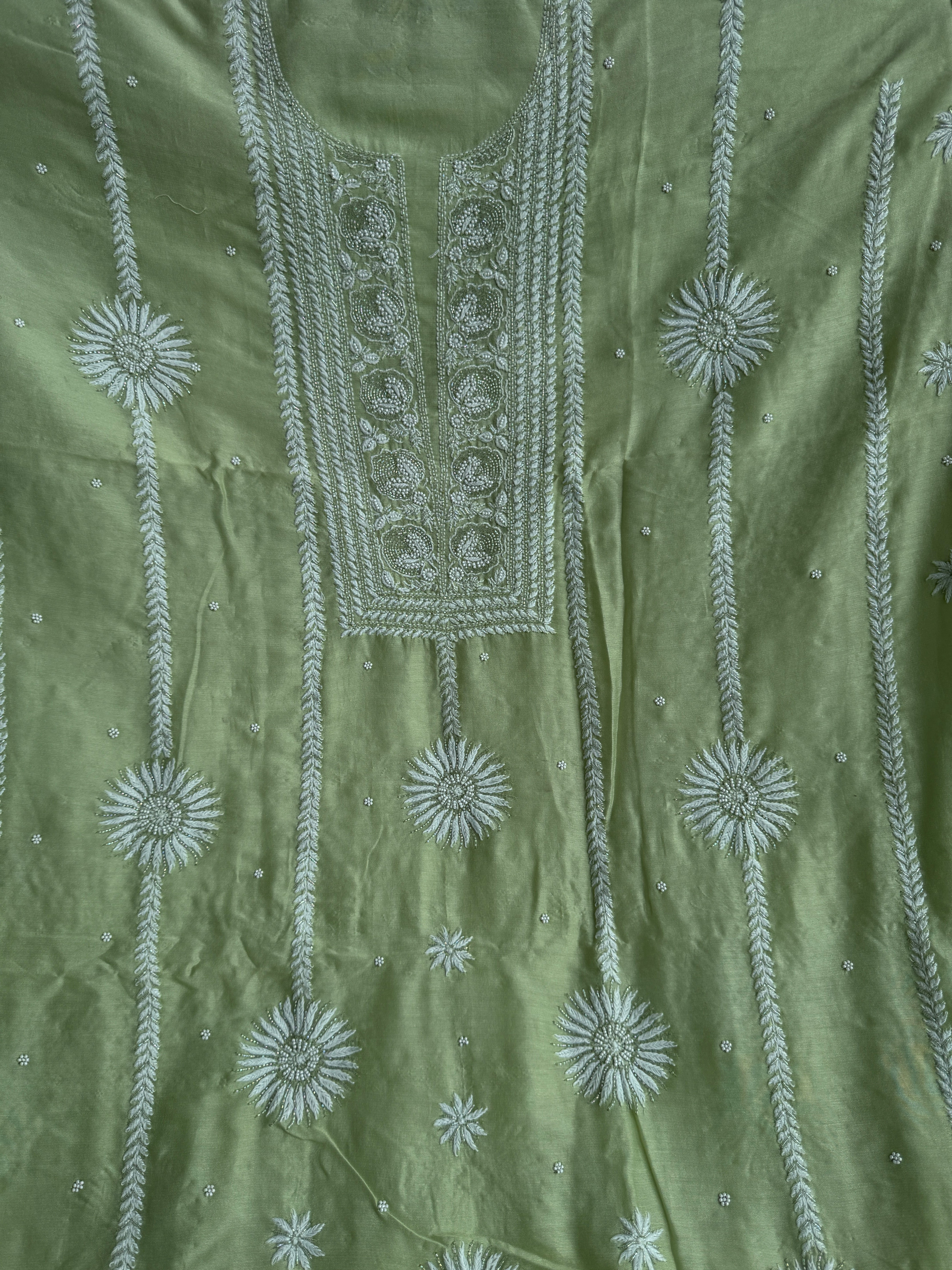 Chanderi Chikankari Length with Dupatta - Green ARIAA CHIKANKARI 