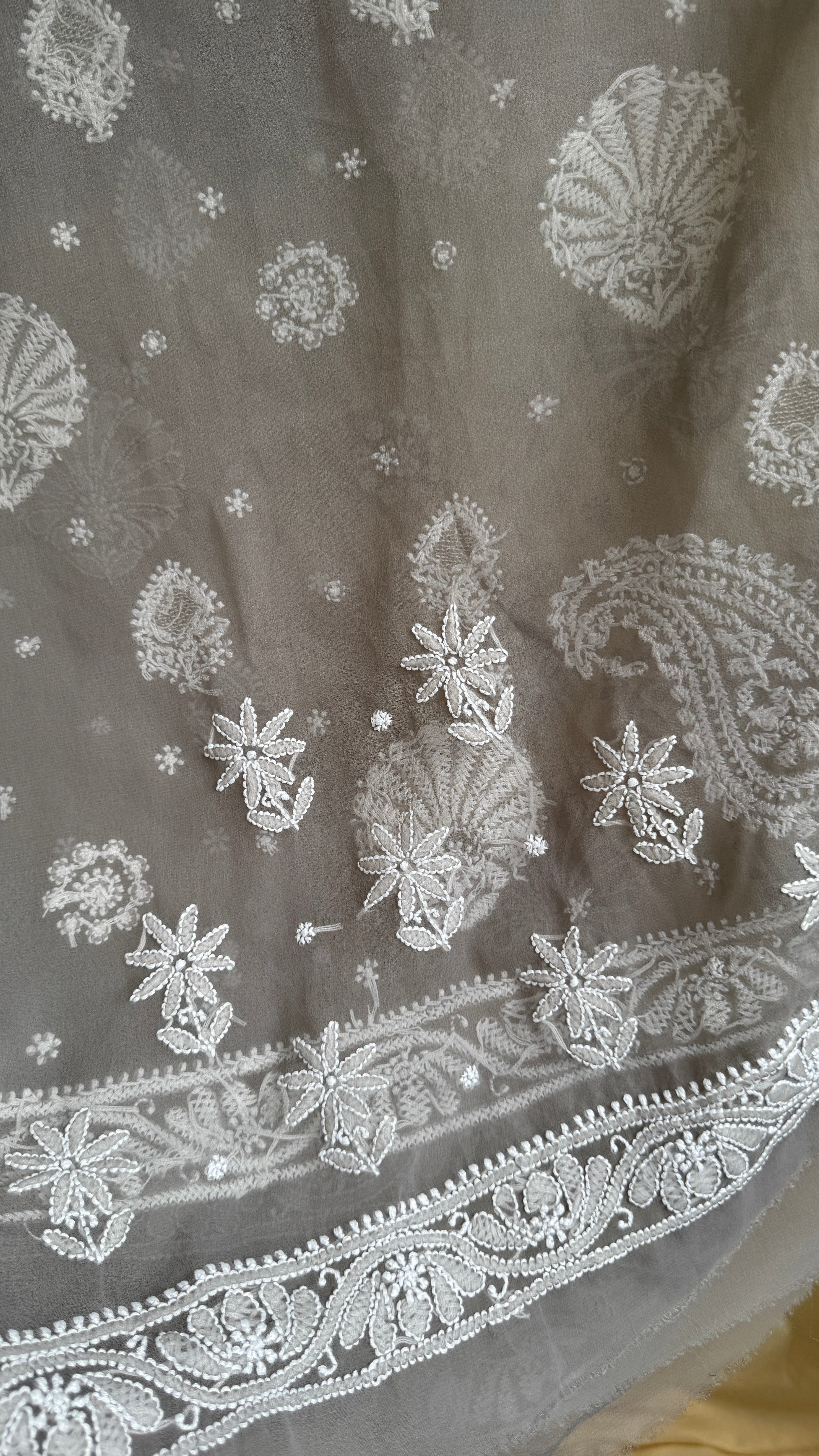 Georgette Chikankari saree in Grey