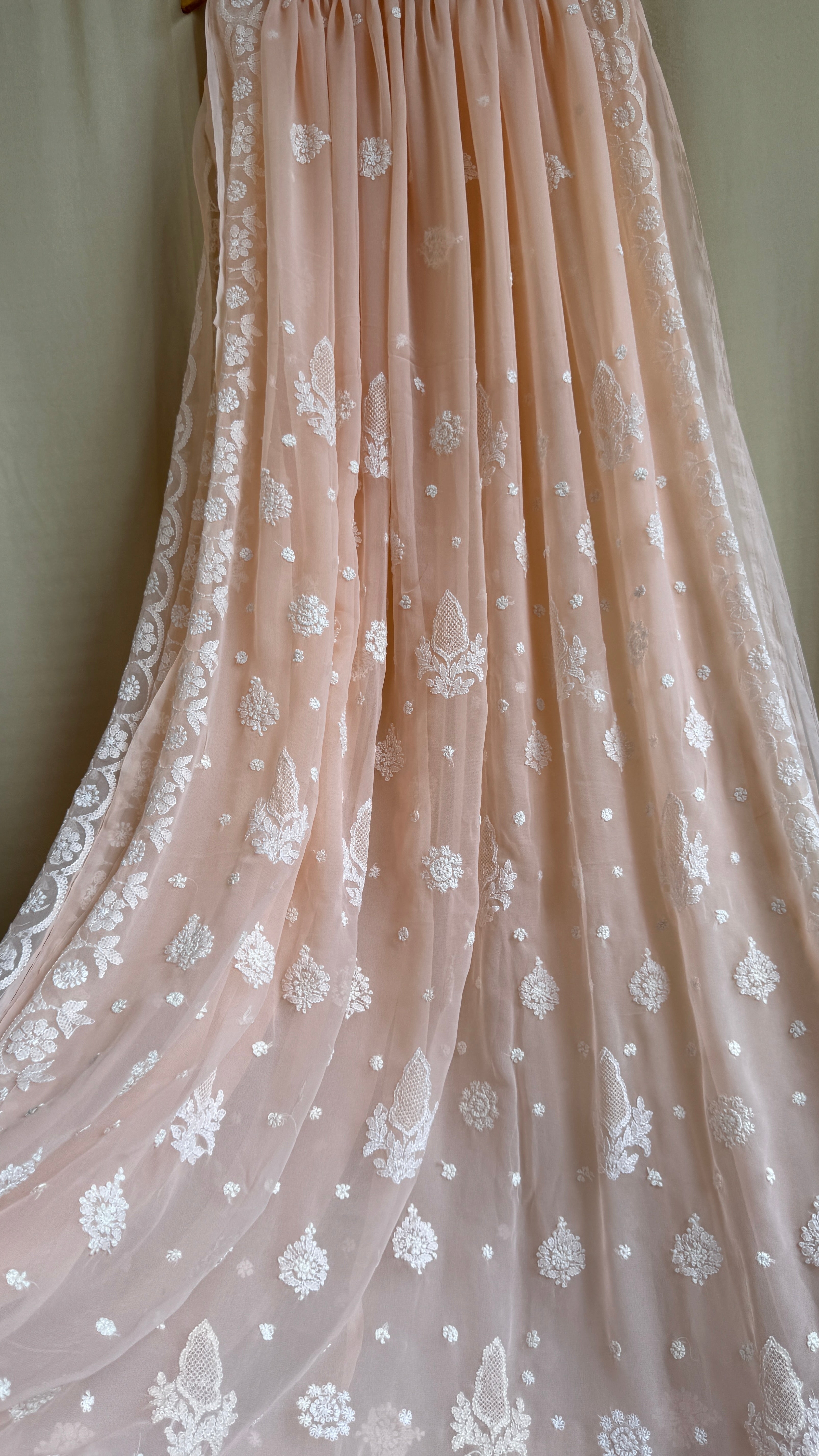 Georgette Chikankari saree in Peach