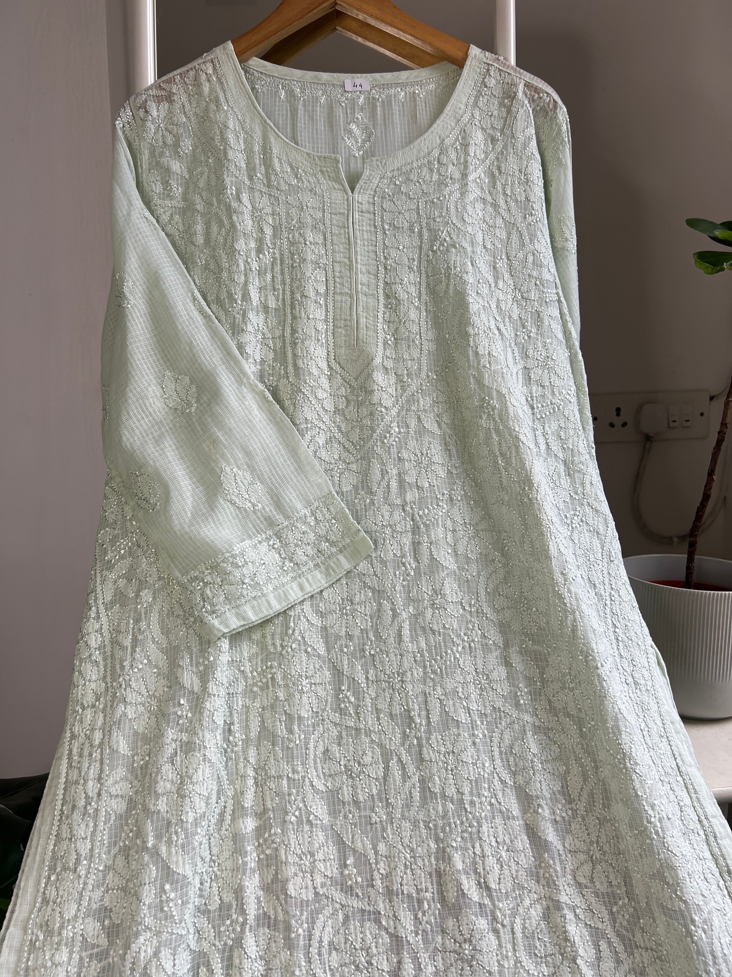 Kota Soft Cotton Chikankari Kurti - Green