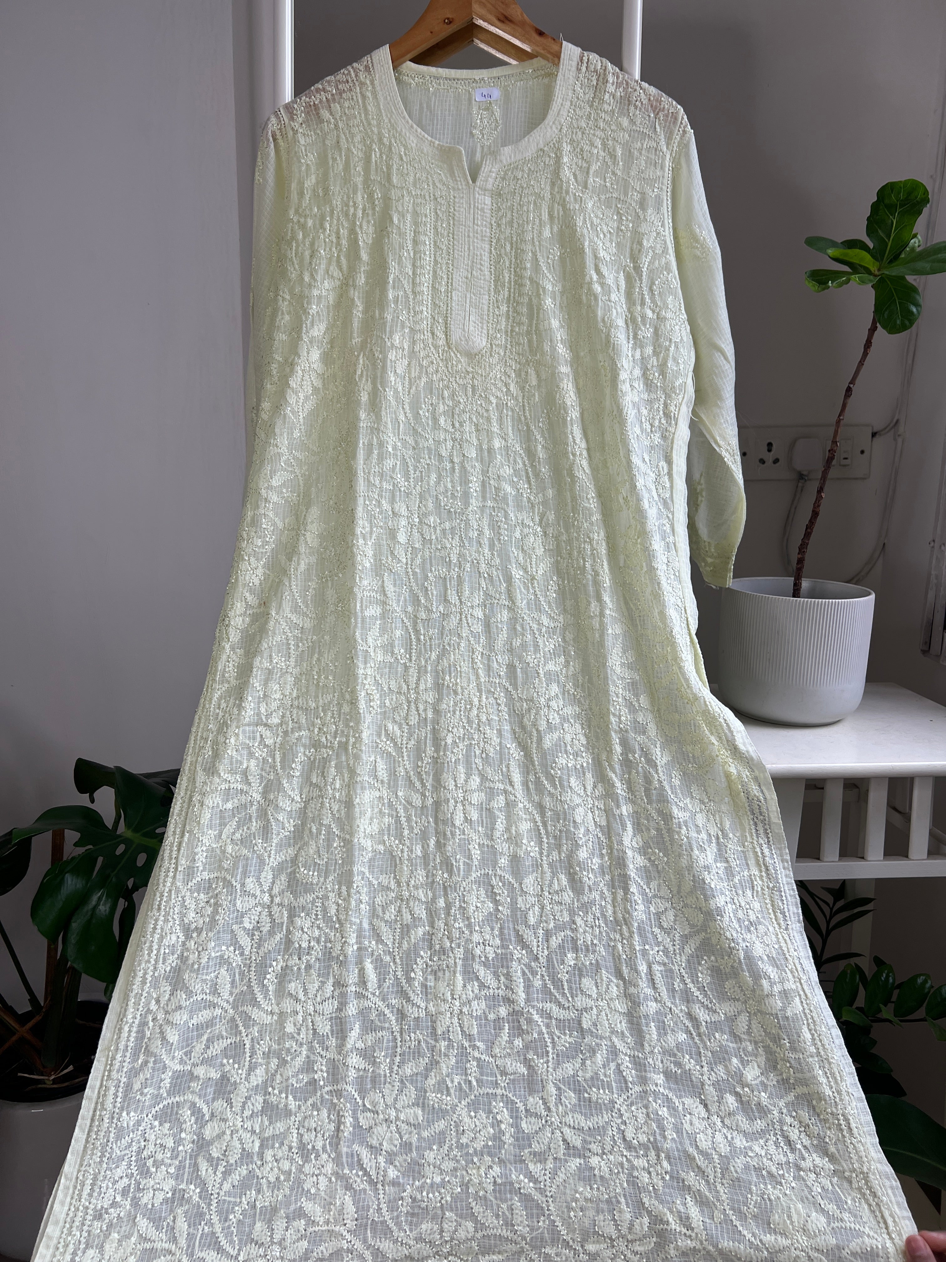 Kota Soft Cotton Chikankari Kurti - Green