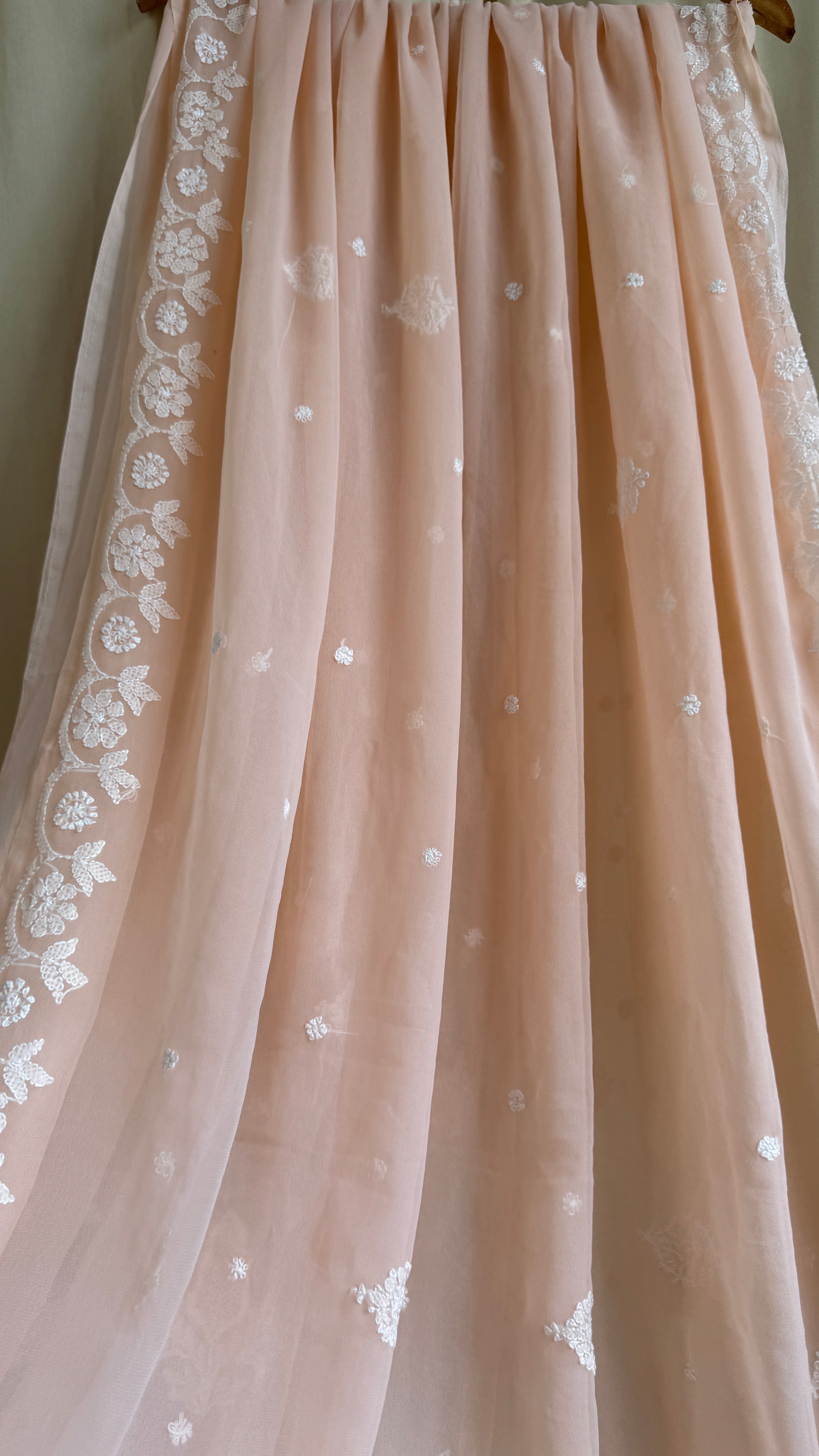 Georgette Chikankari saree in Peach