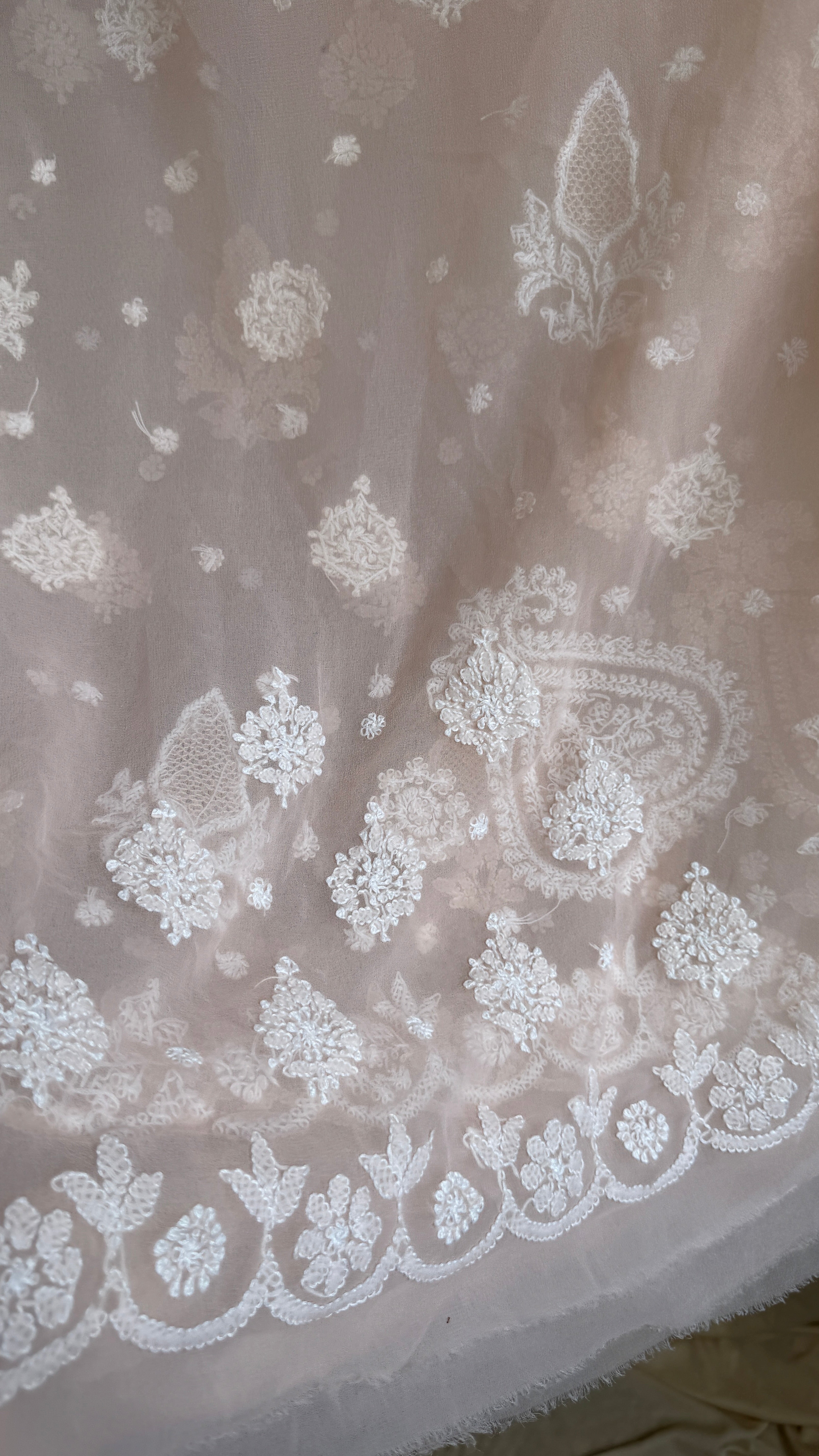 Georgette Chikankari saree in Peach