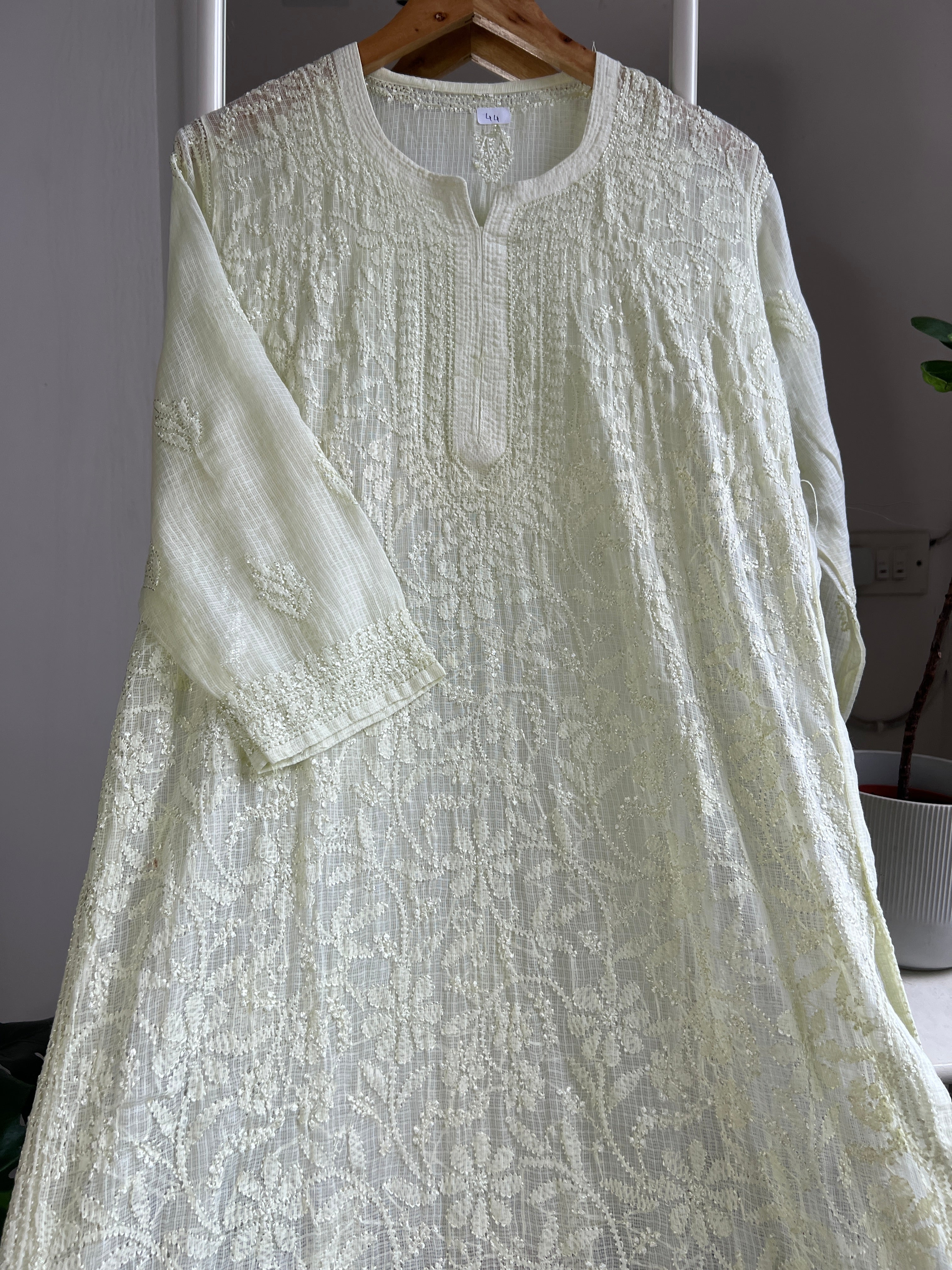 Kota Soft Cotton Chikankari Kurti - Green