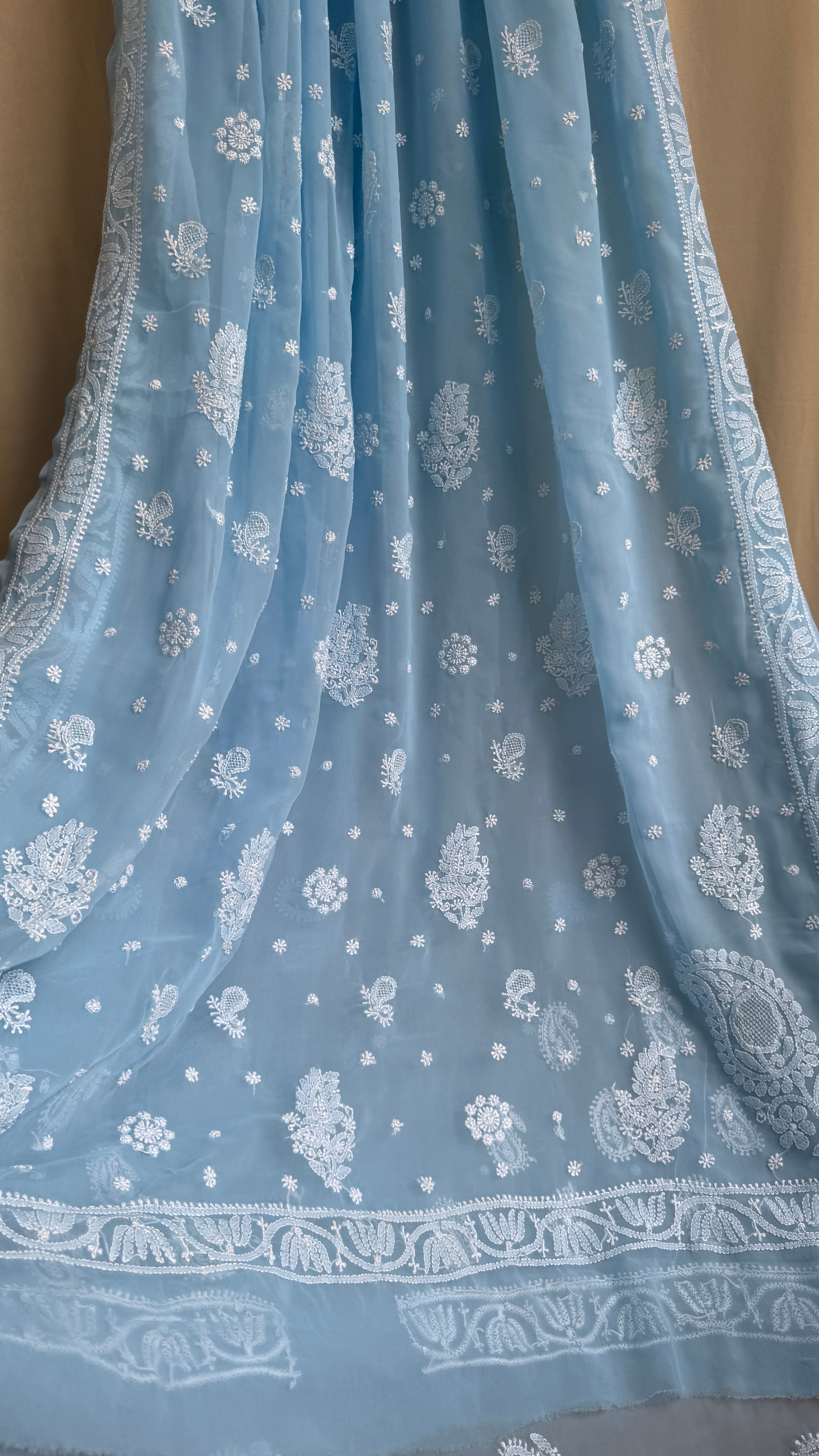 Georgette Chikankari saree in Blue