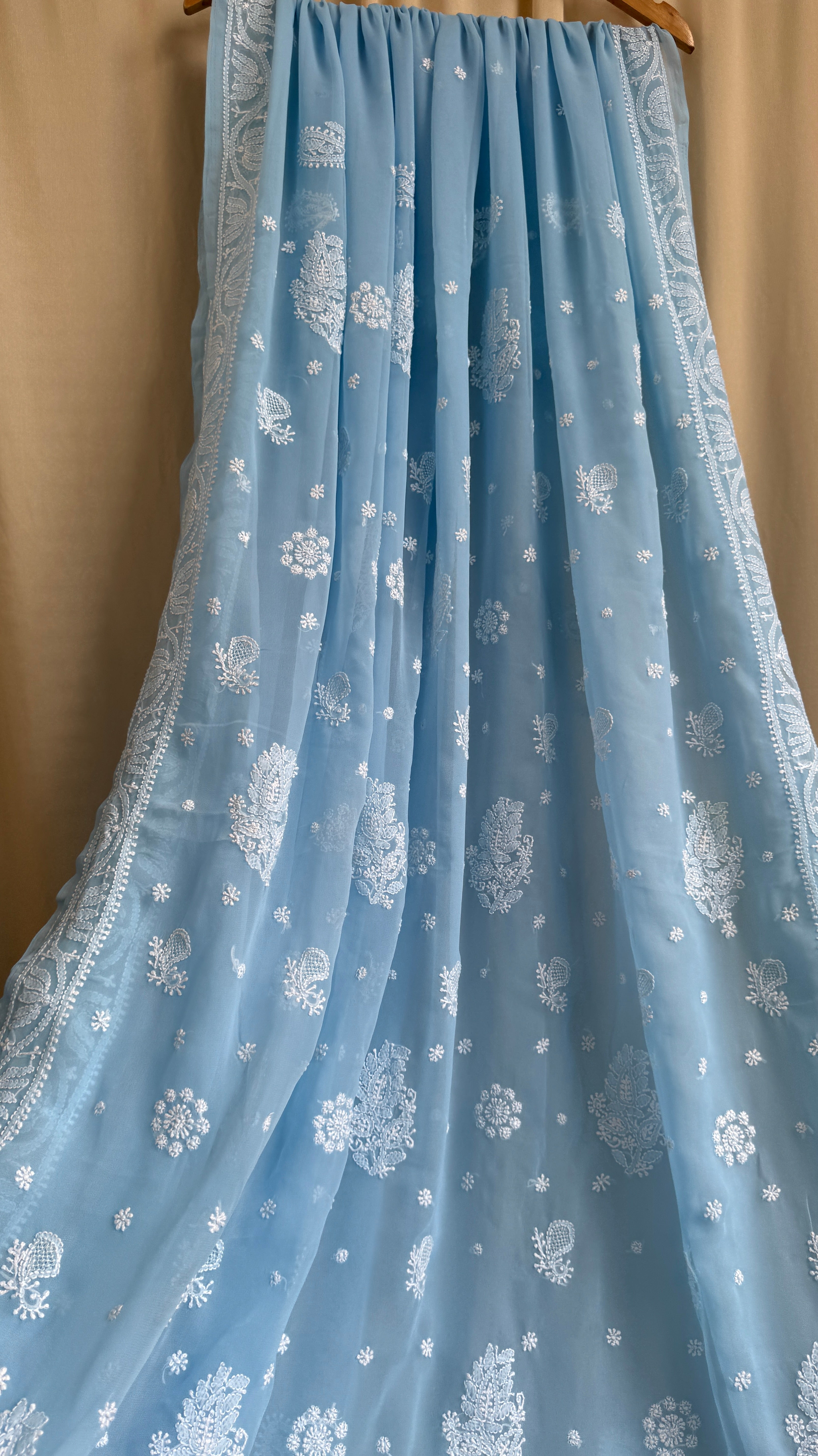 Georgette Chikankari saree in Blue