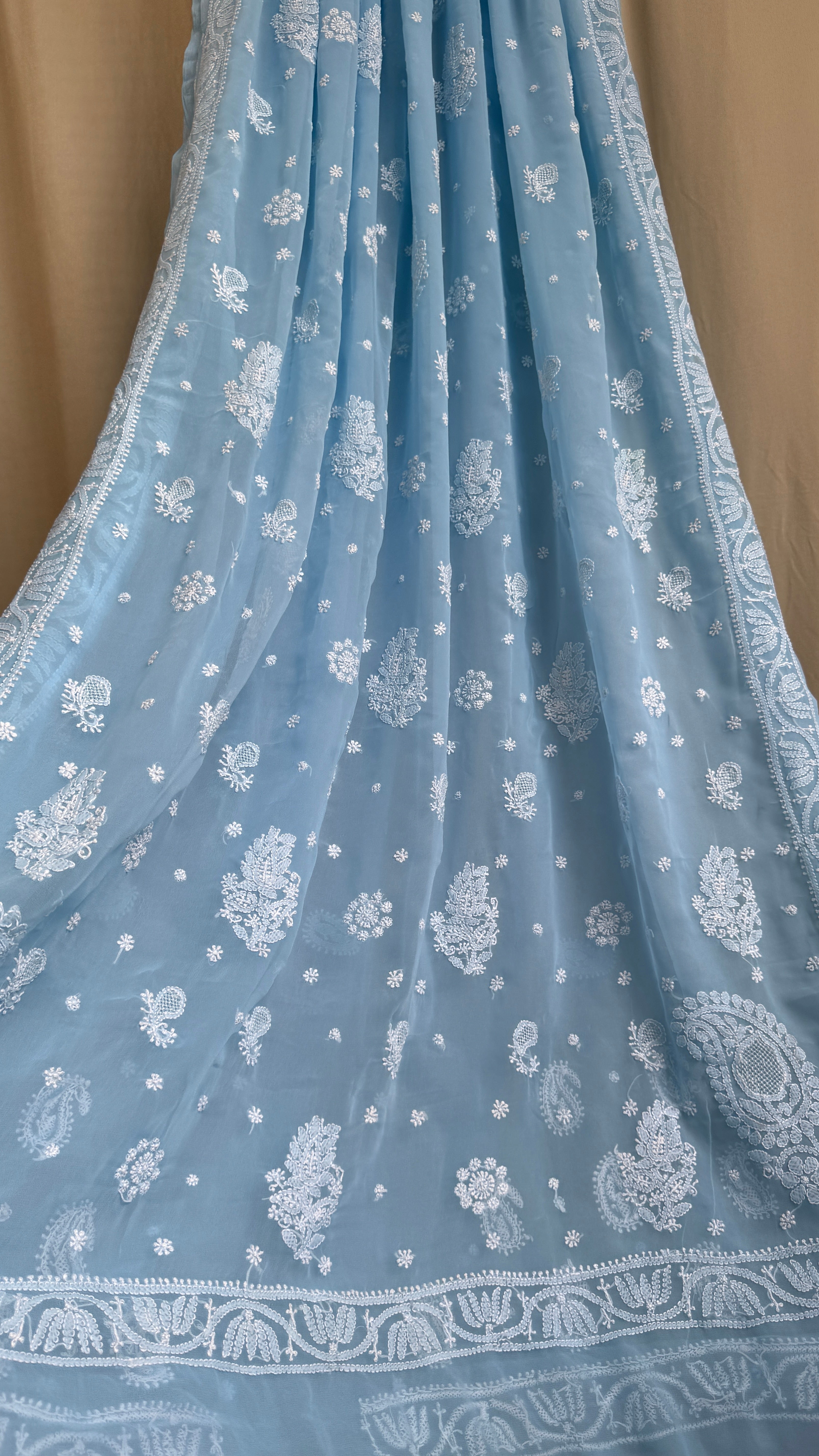 Georgette Chikankari saree in Blue