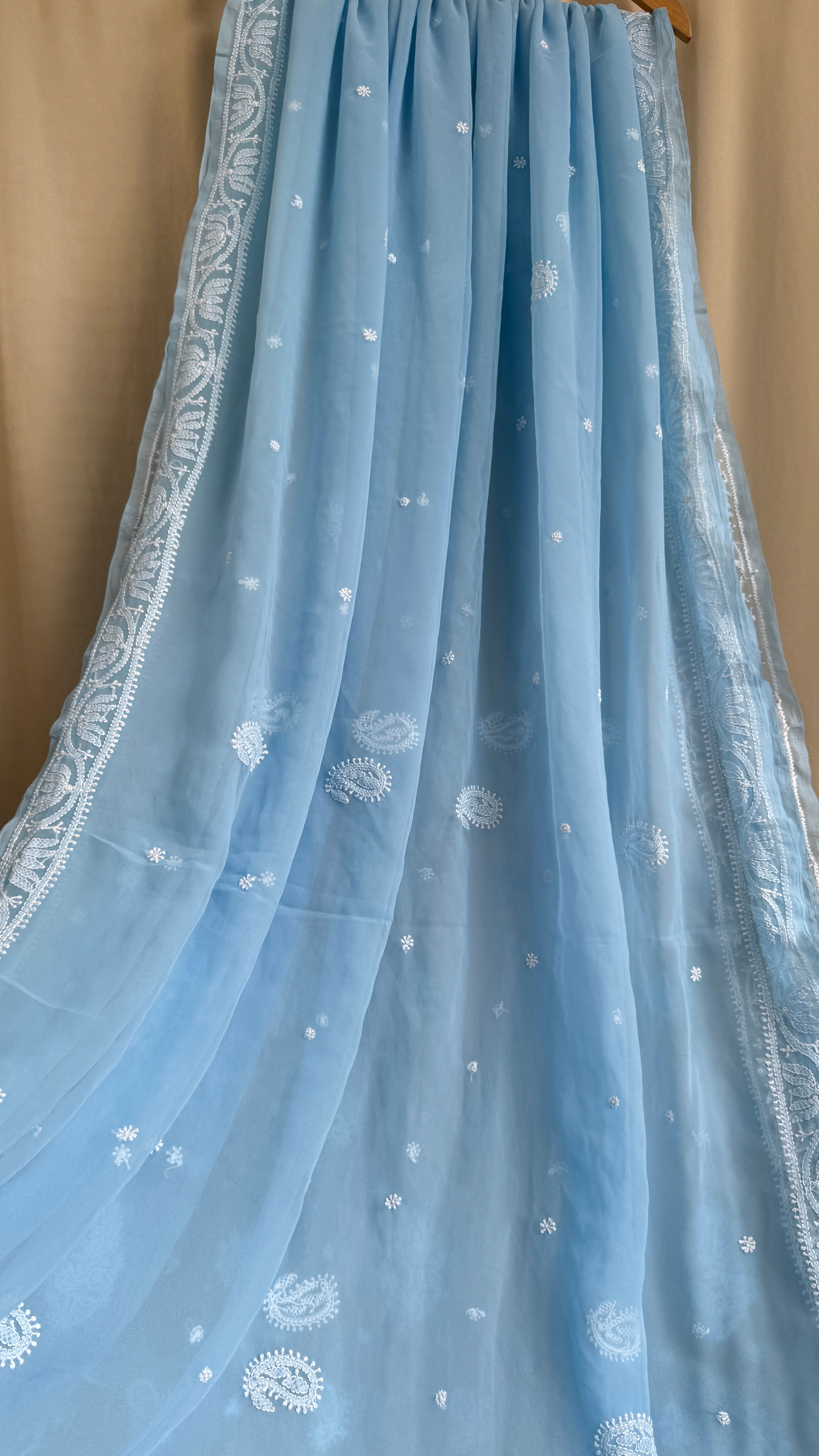 Georgette Chikankari saree in Blue