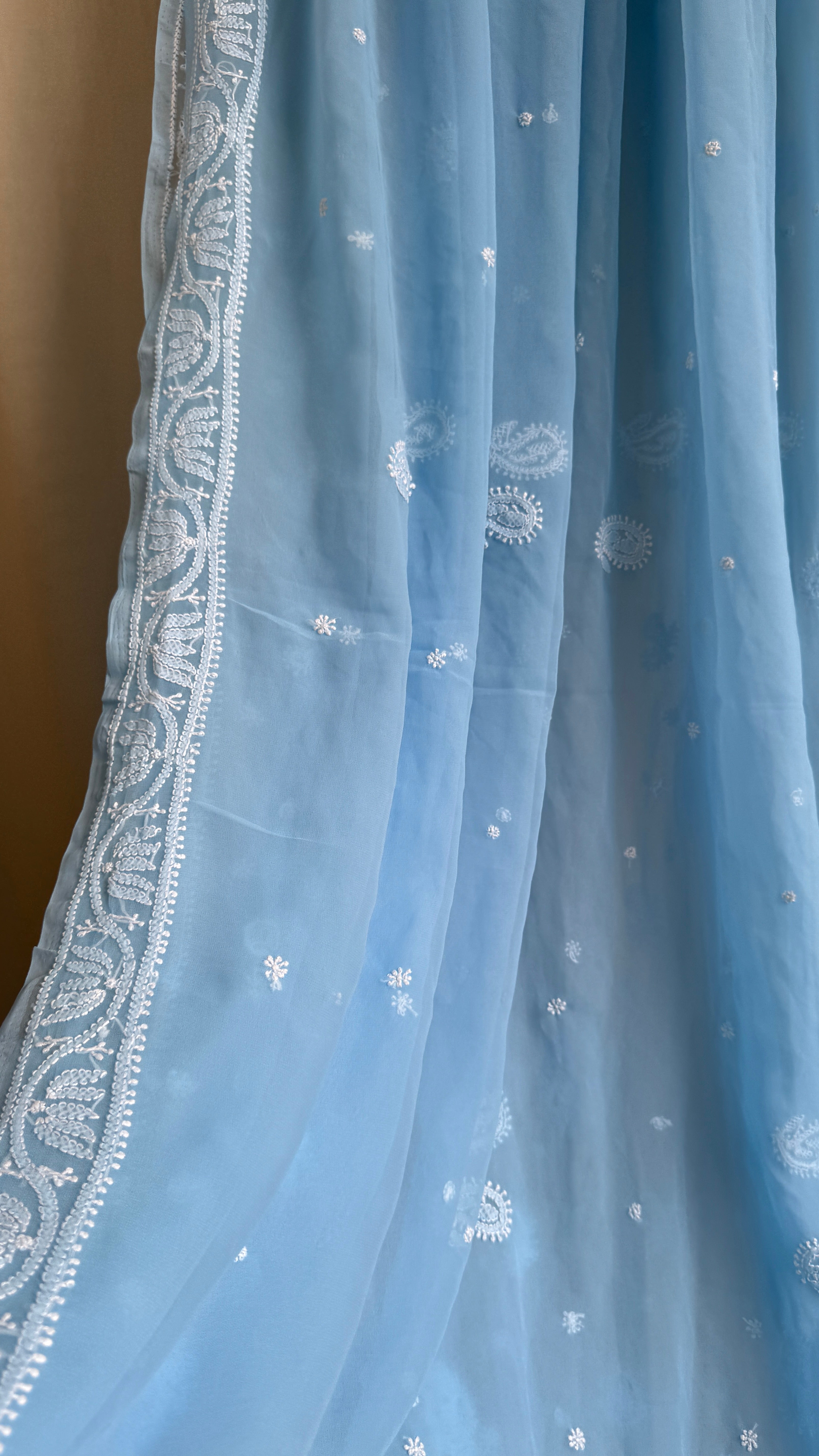 Georgette Chikankari saree in Blue