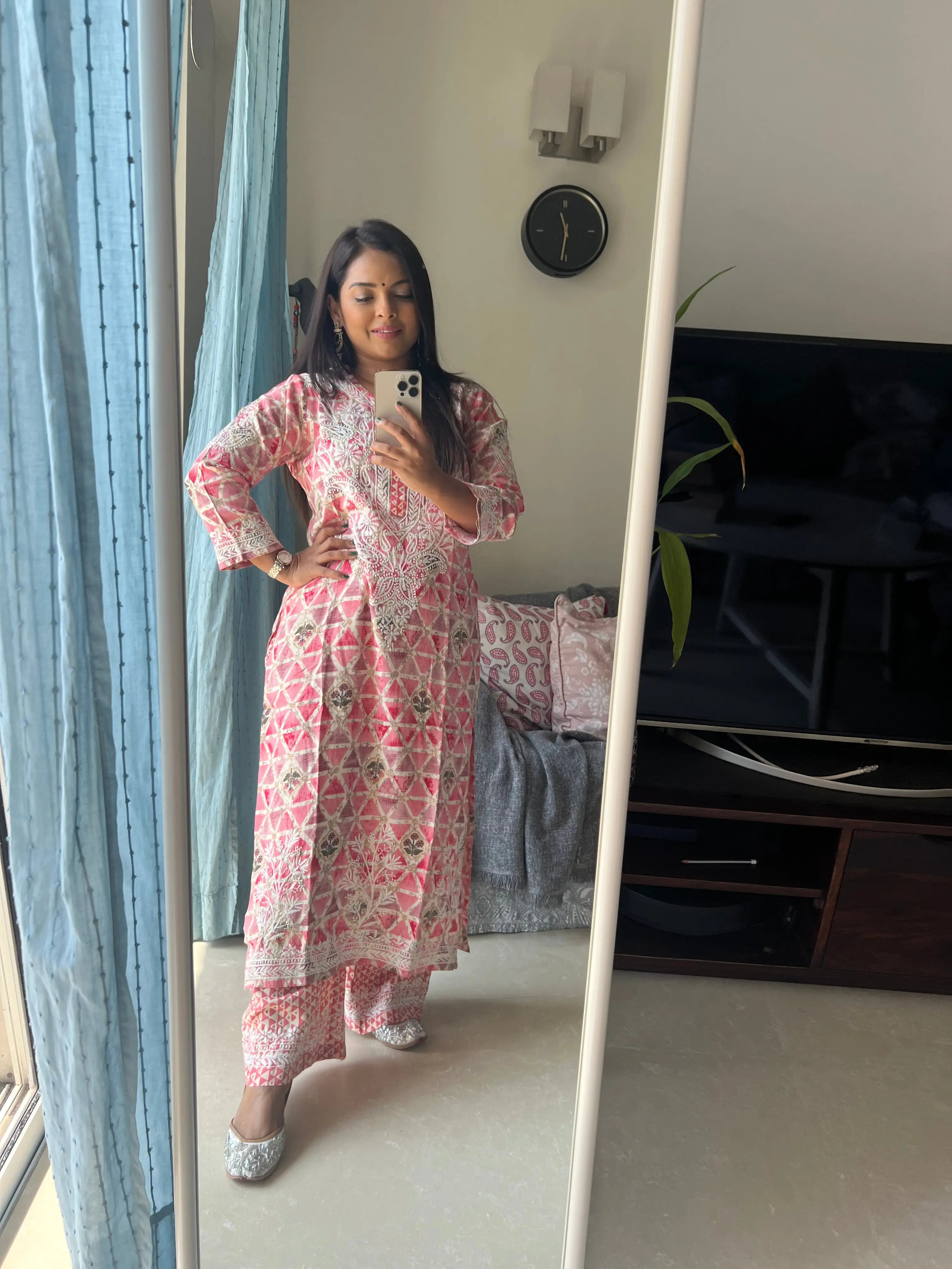 Cotton Printed Chikankari Set - Pink ARIAA CHIKANKARI 