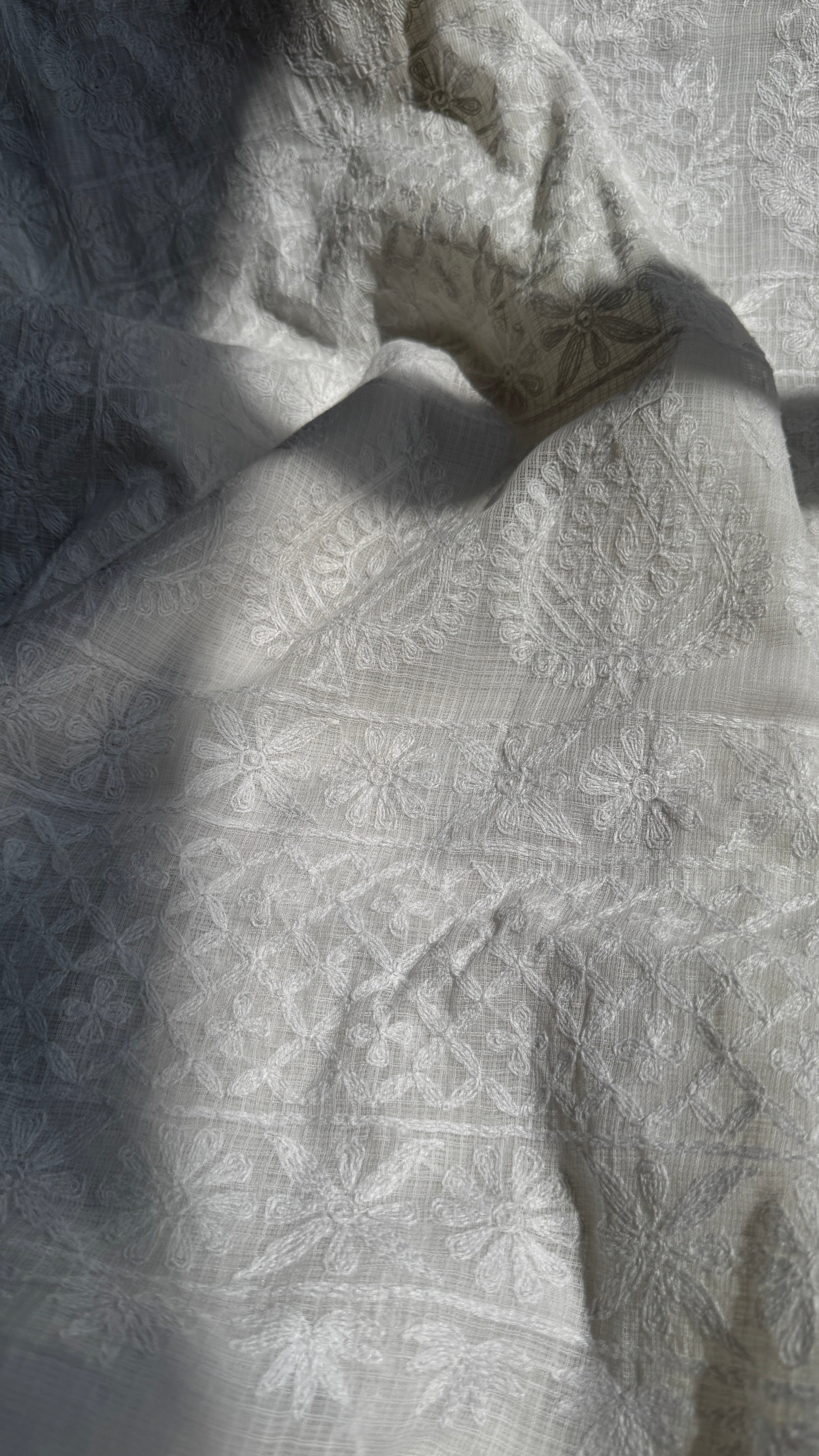 Kota Chikankari saree in White