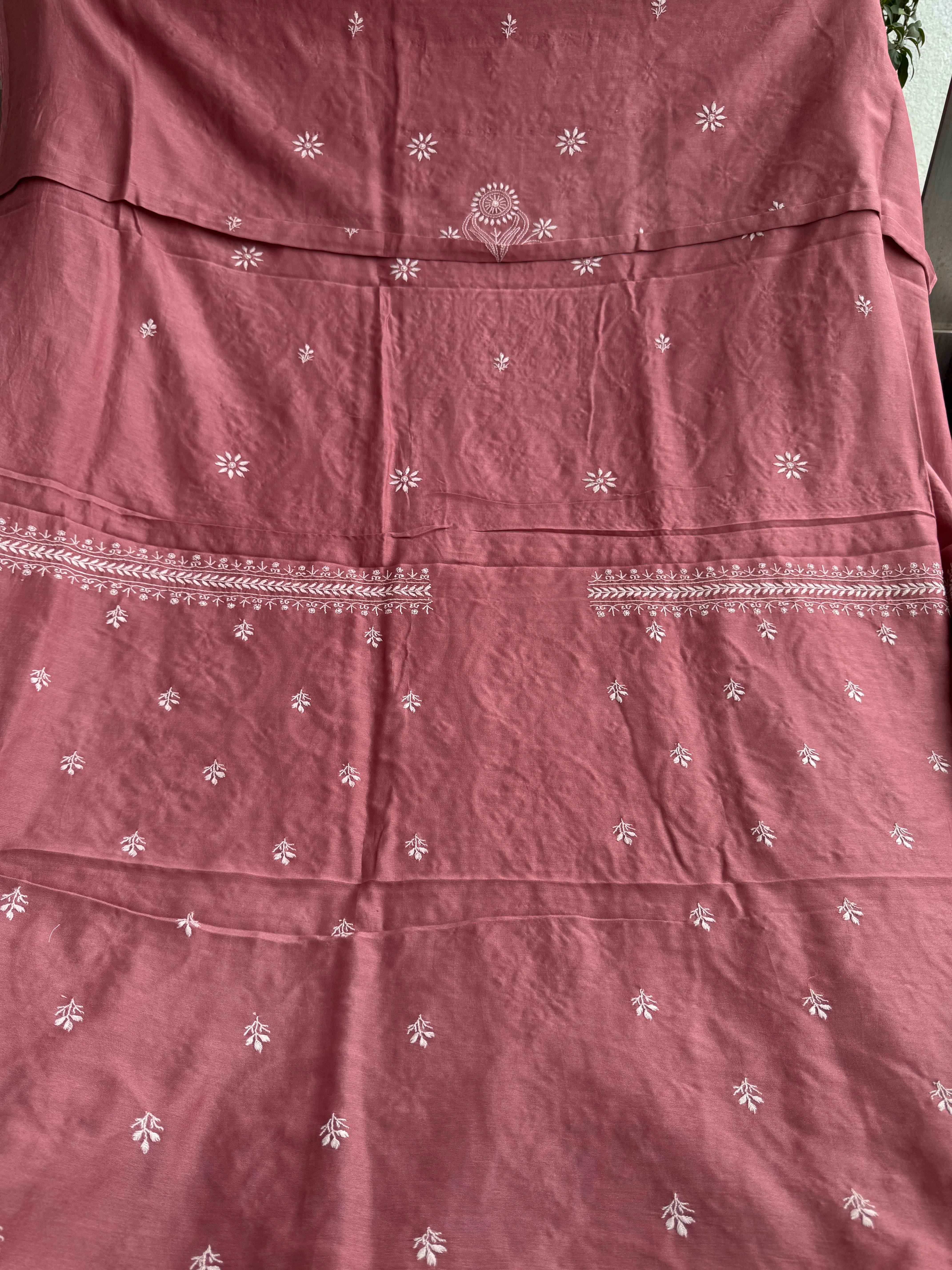 Chanderi Chikankari Length with Dupatta - Rosewood ARIAA CHIKANKARI 