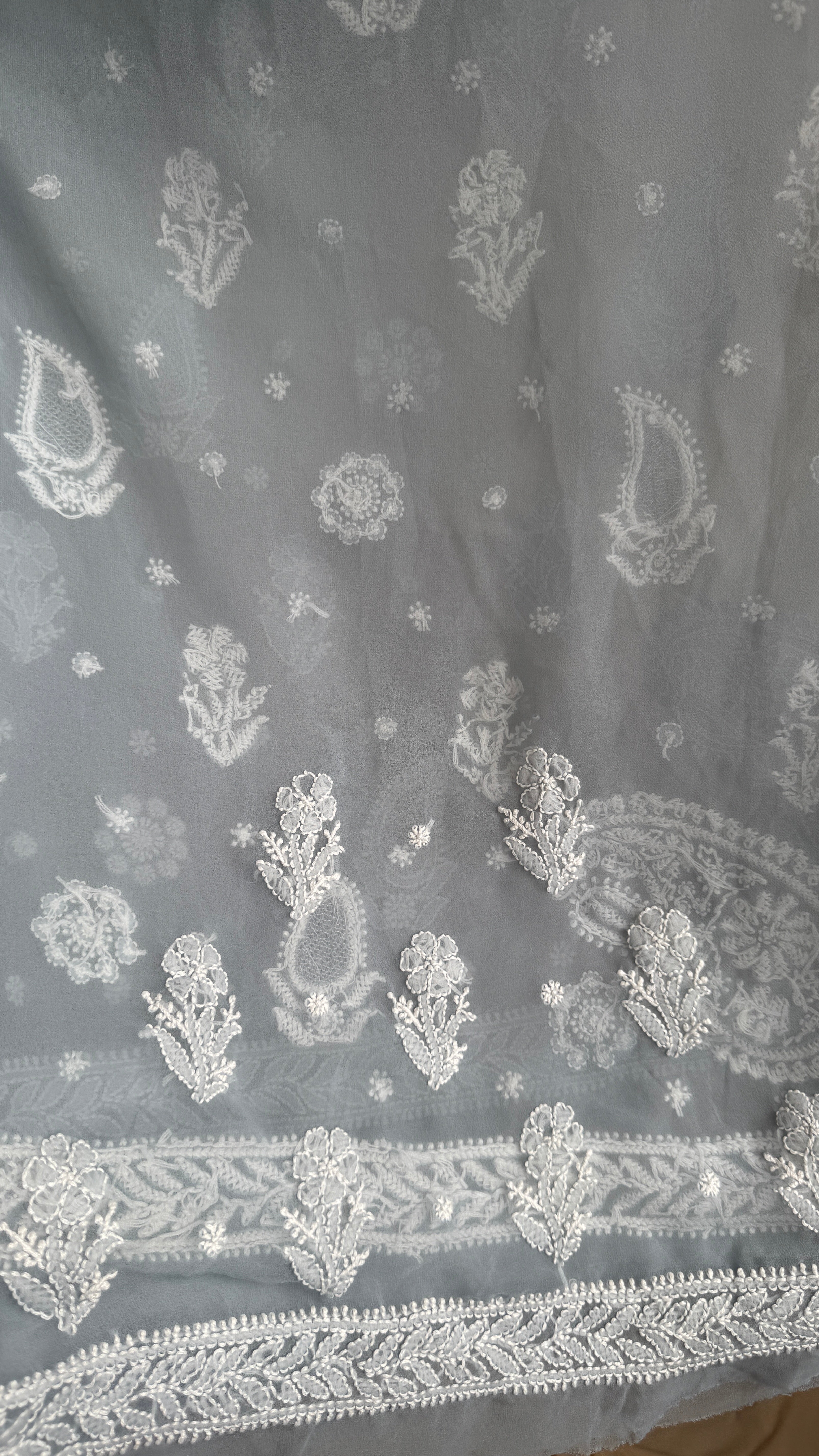 Georgette Chikankari saree in Grey