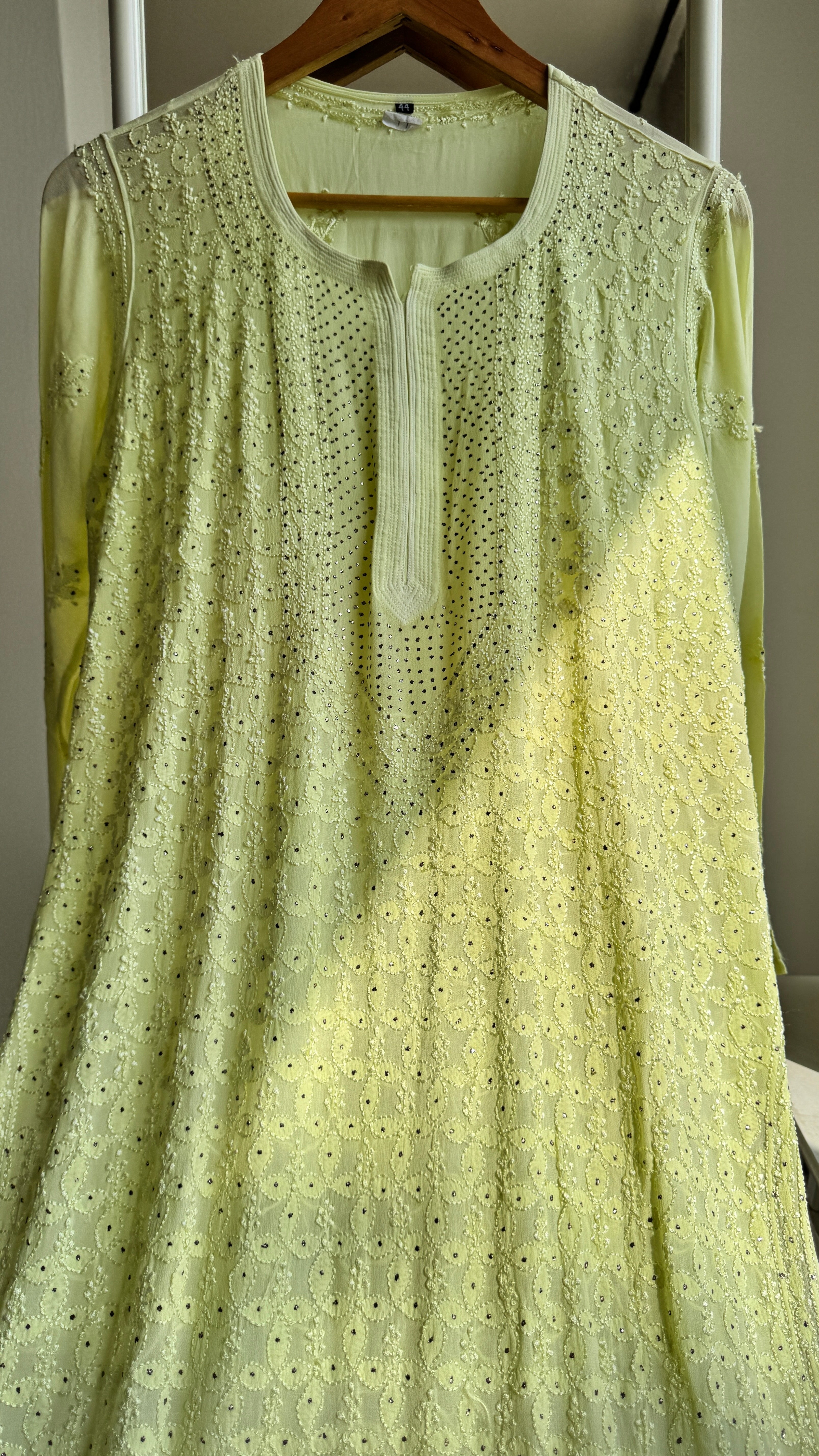 Viscose Kurti with Mukaish Work - Apple Green