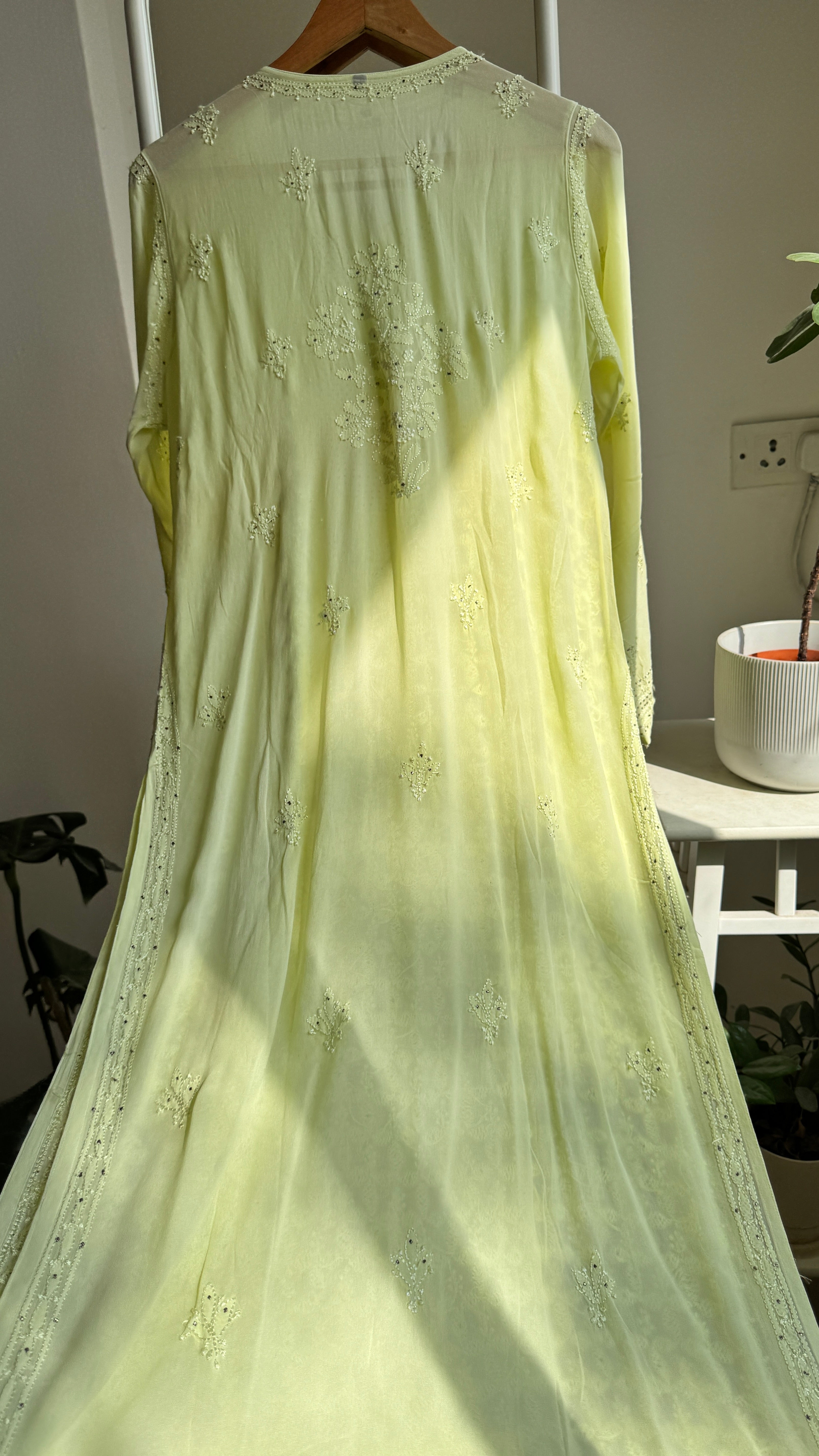 Viscose Kurti with Mukaish Work - Apple Green