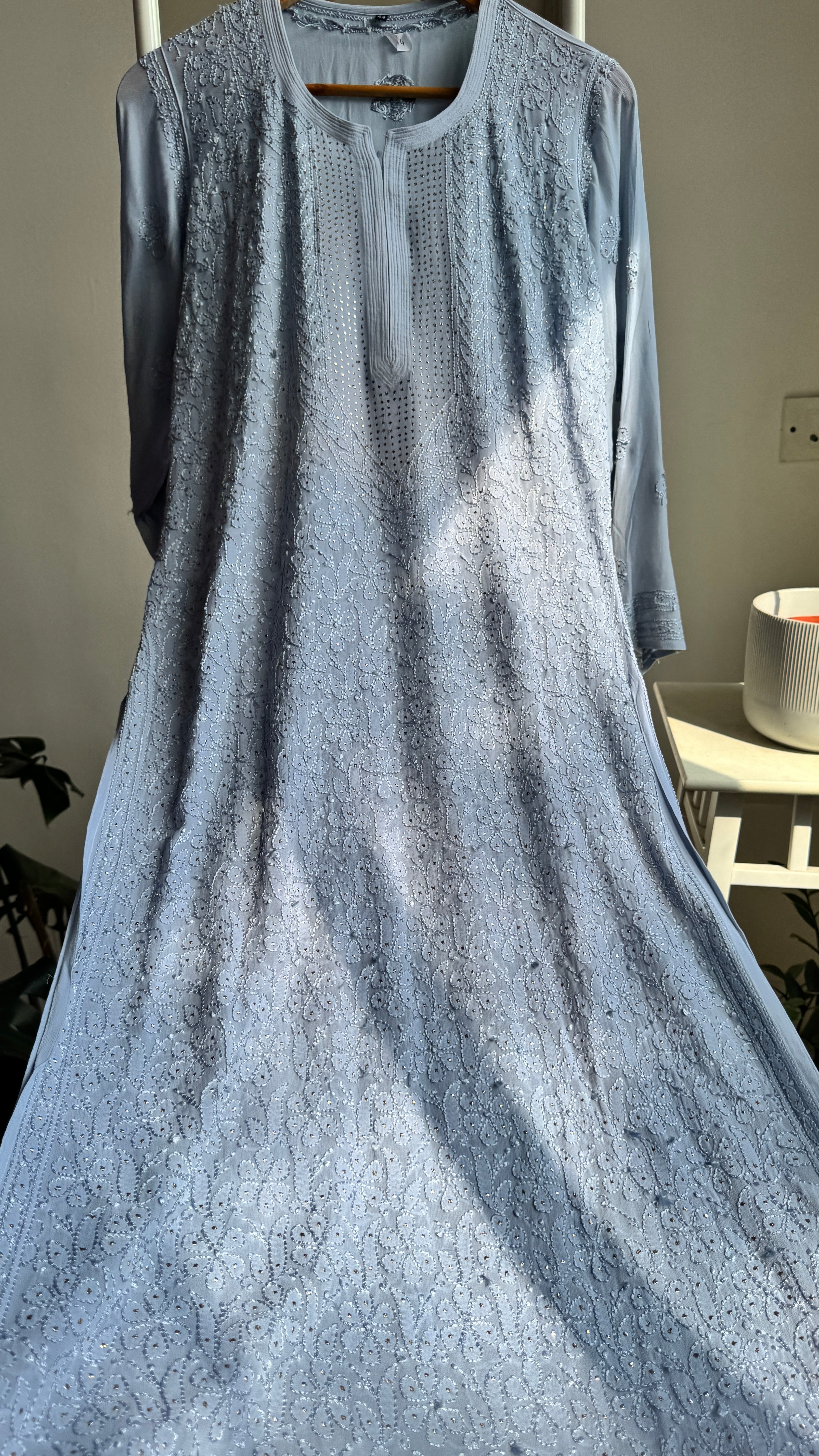 Viscose Kurti with Mukaish Work - Grey