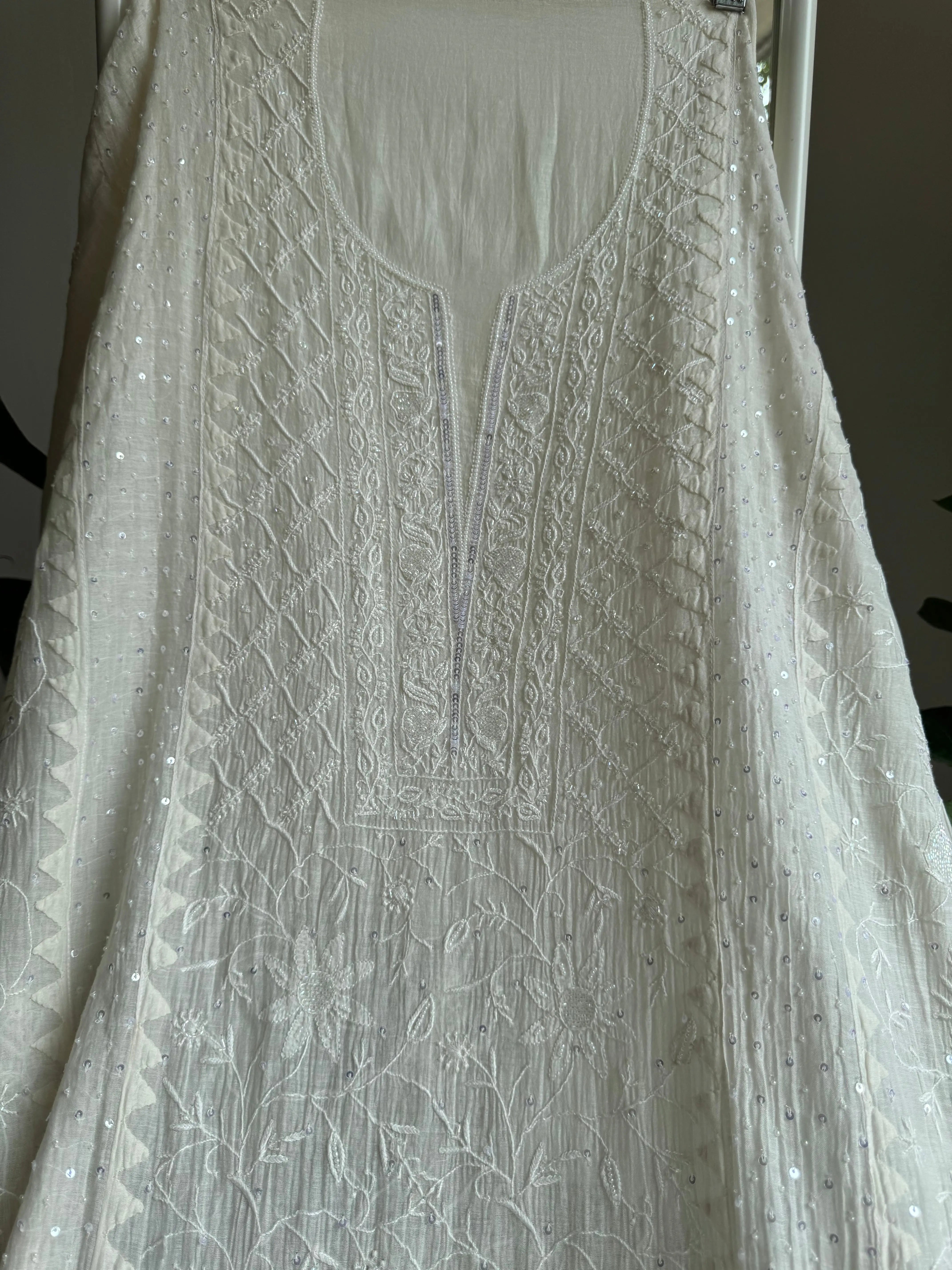 Mul Chanderi Tunic - White ARIAA CHIKANKARI 