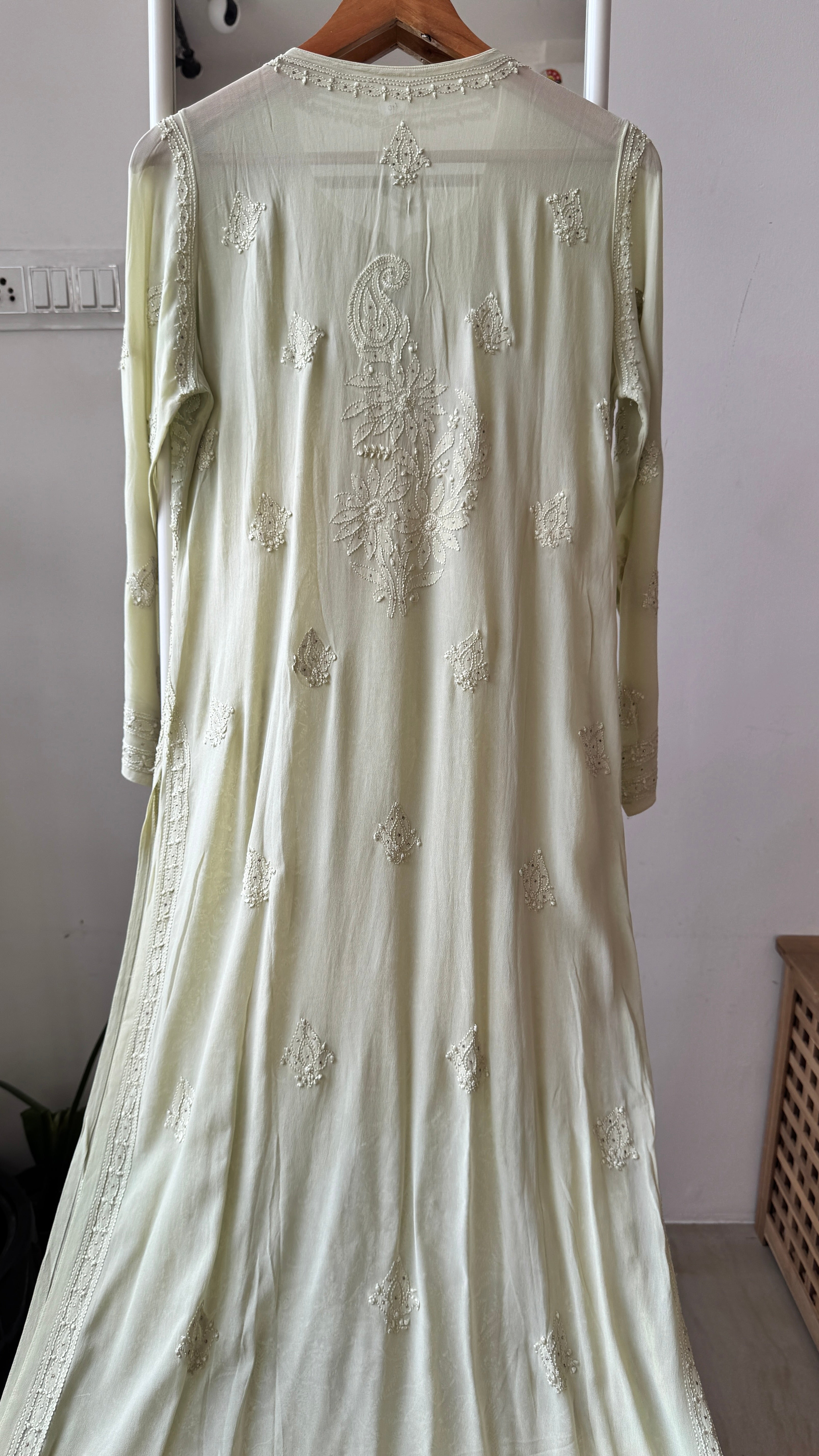 Viscose Kurti with Mukaish Work - Light Green