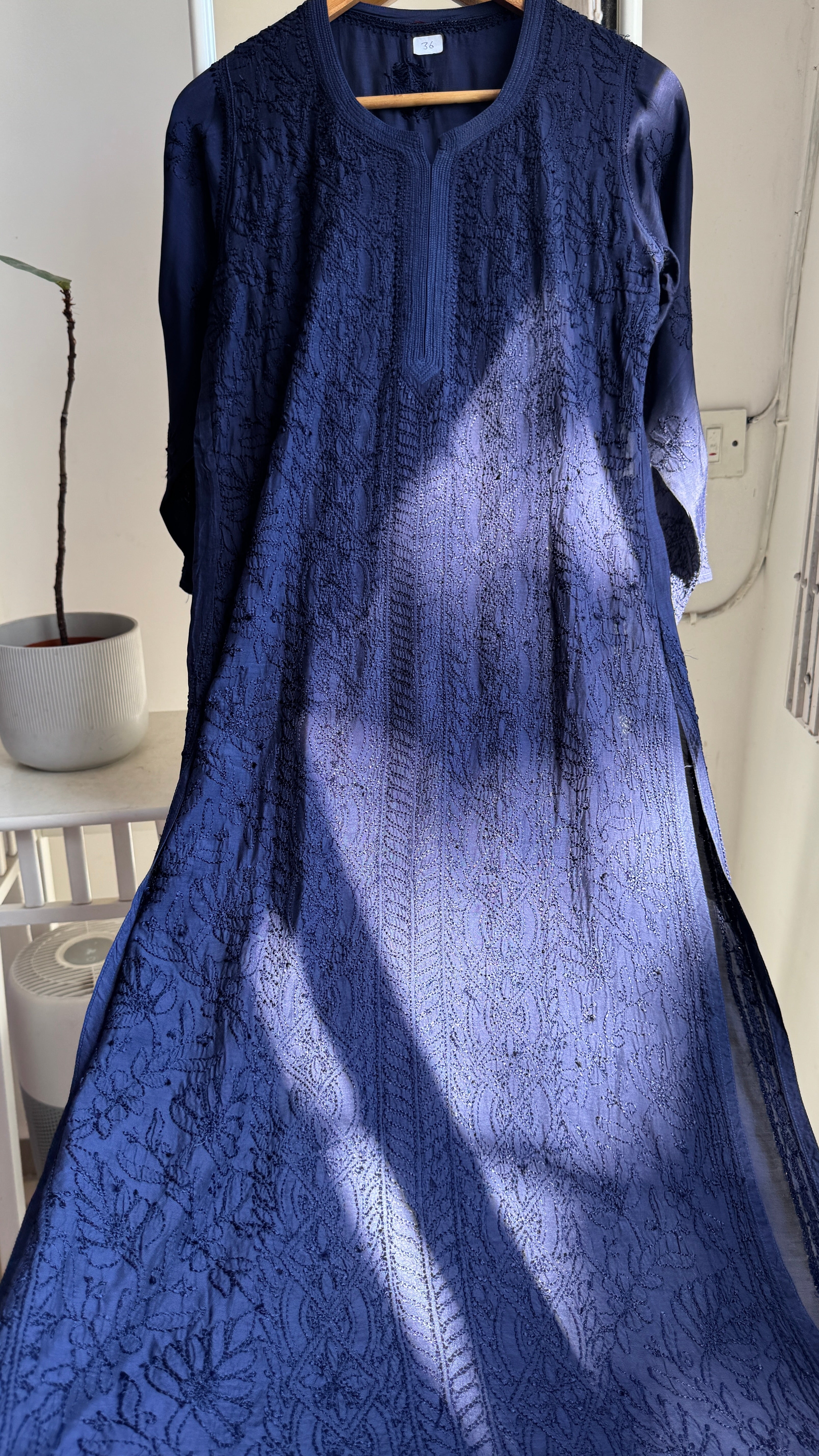 Muslin Chikankari Kurti - Midnight Blue - BERRY Collection