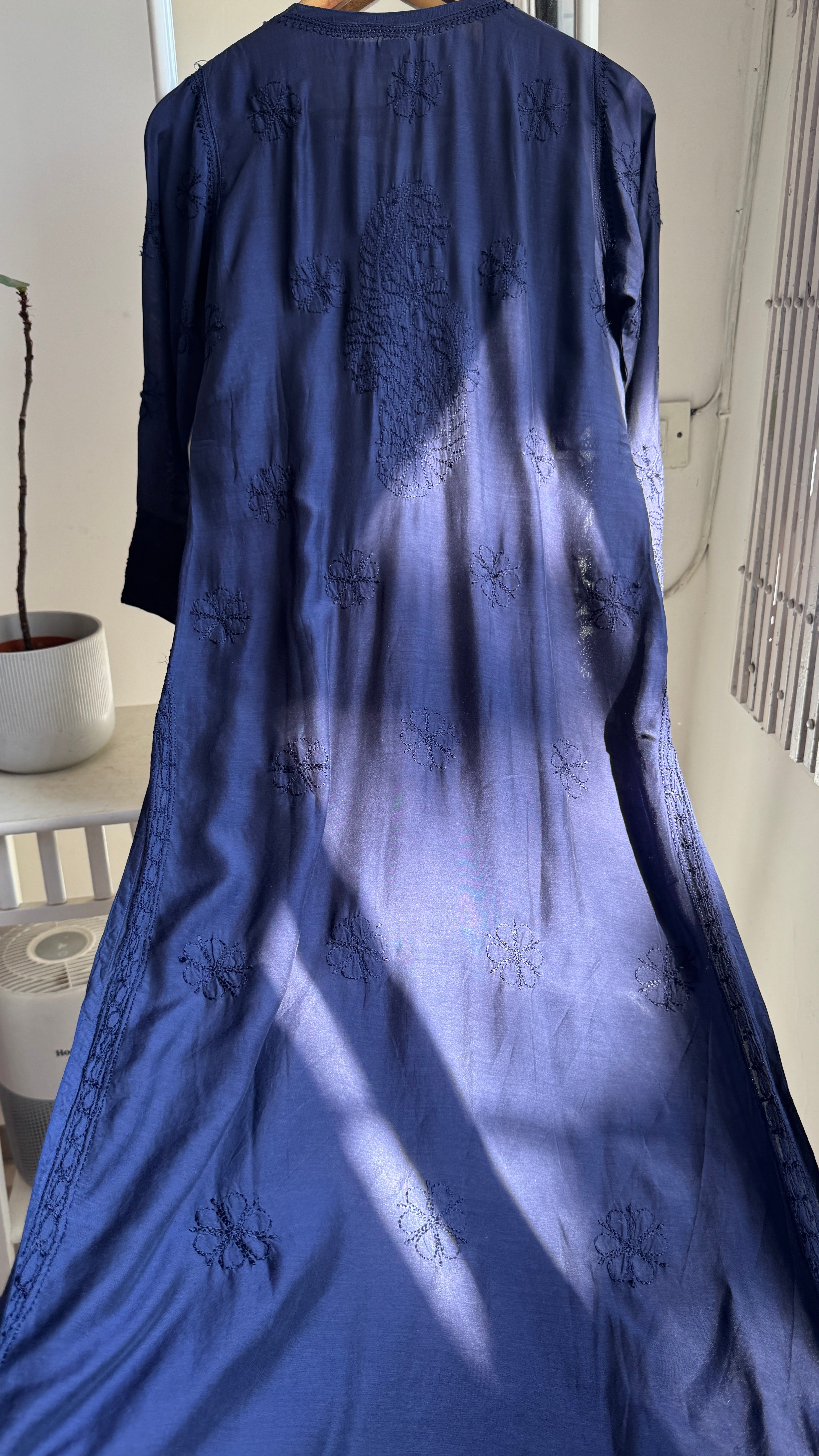 Muslin Chikankari Kurti - Midnight Blue - BERRY Collection