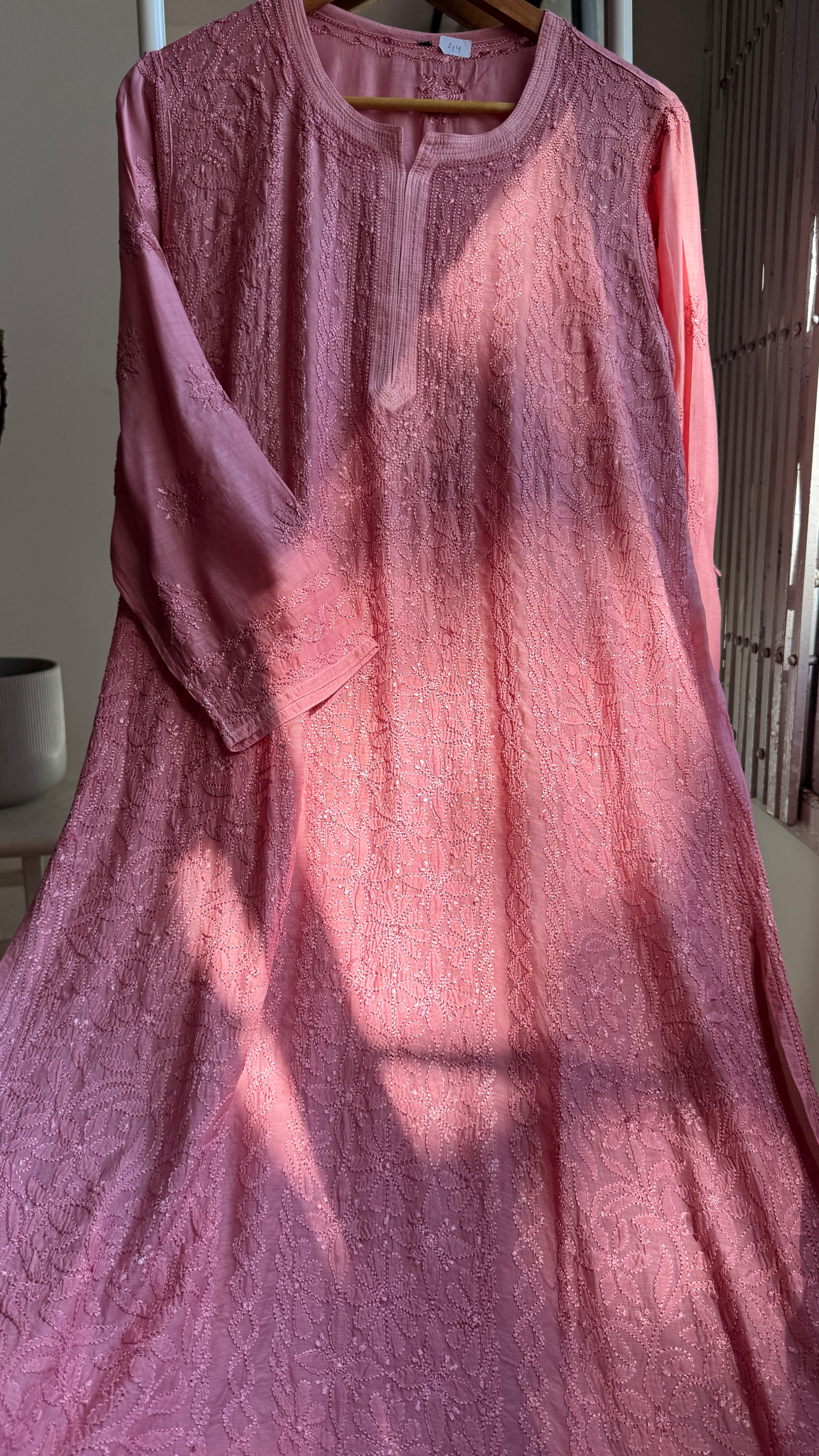 Muslin Chikankari Kurti - Rosewood - BERRY Collection