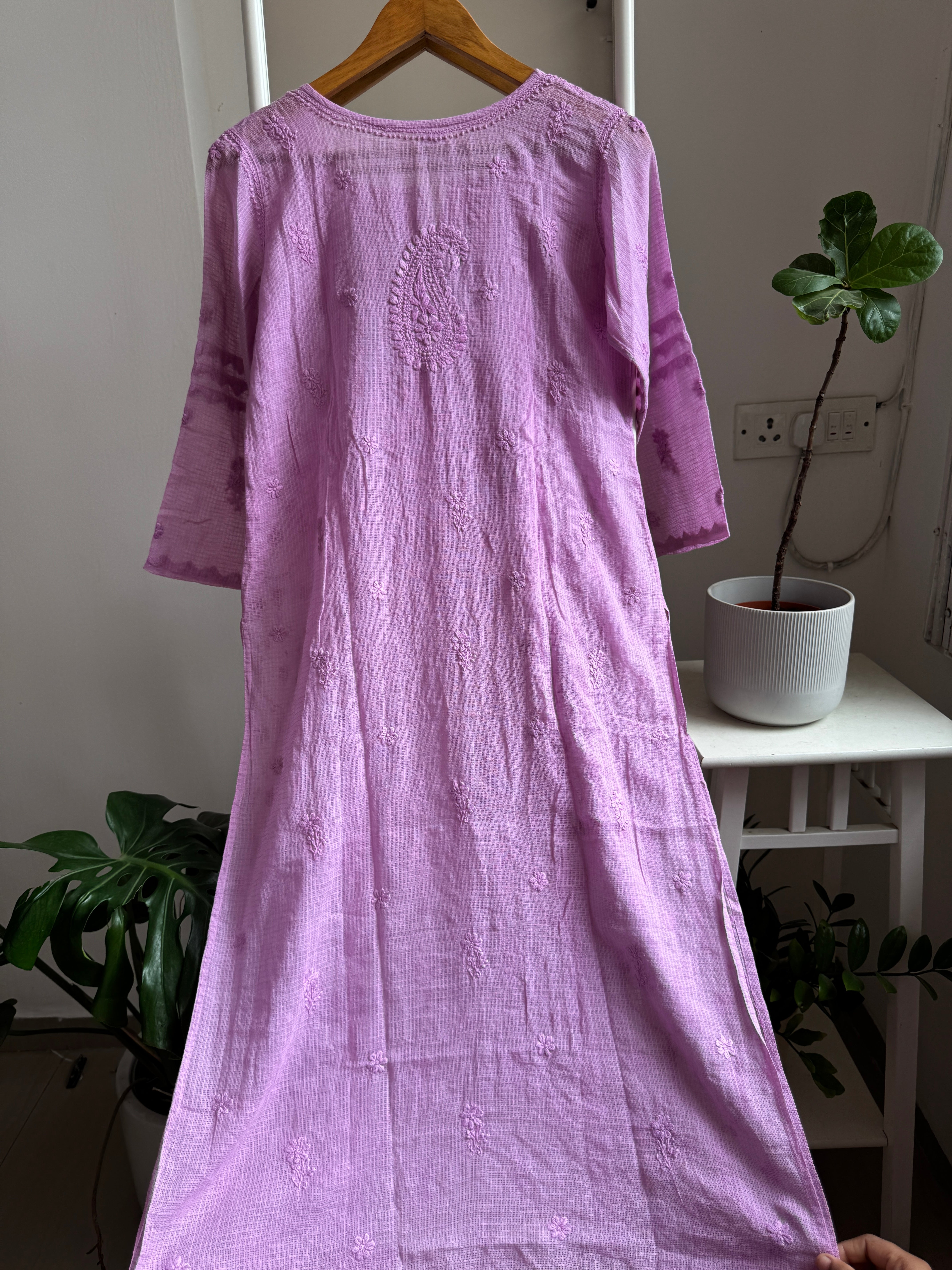 Kota Soft Cotton Chikankari Kurti - Mauve ARIAA CHIKANKARI 