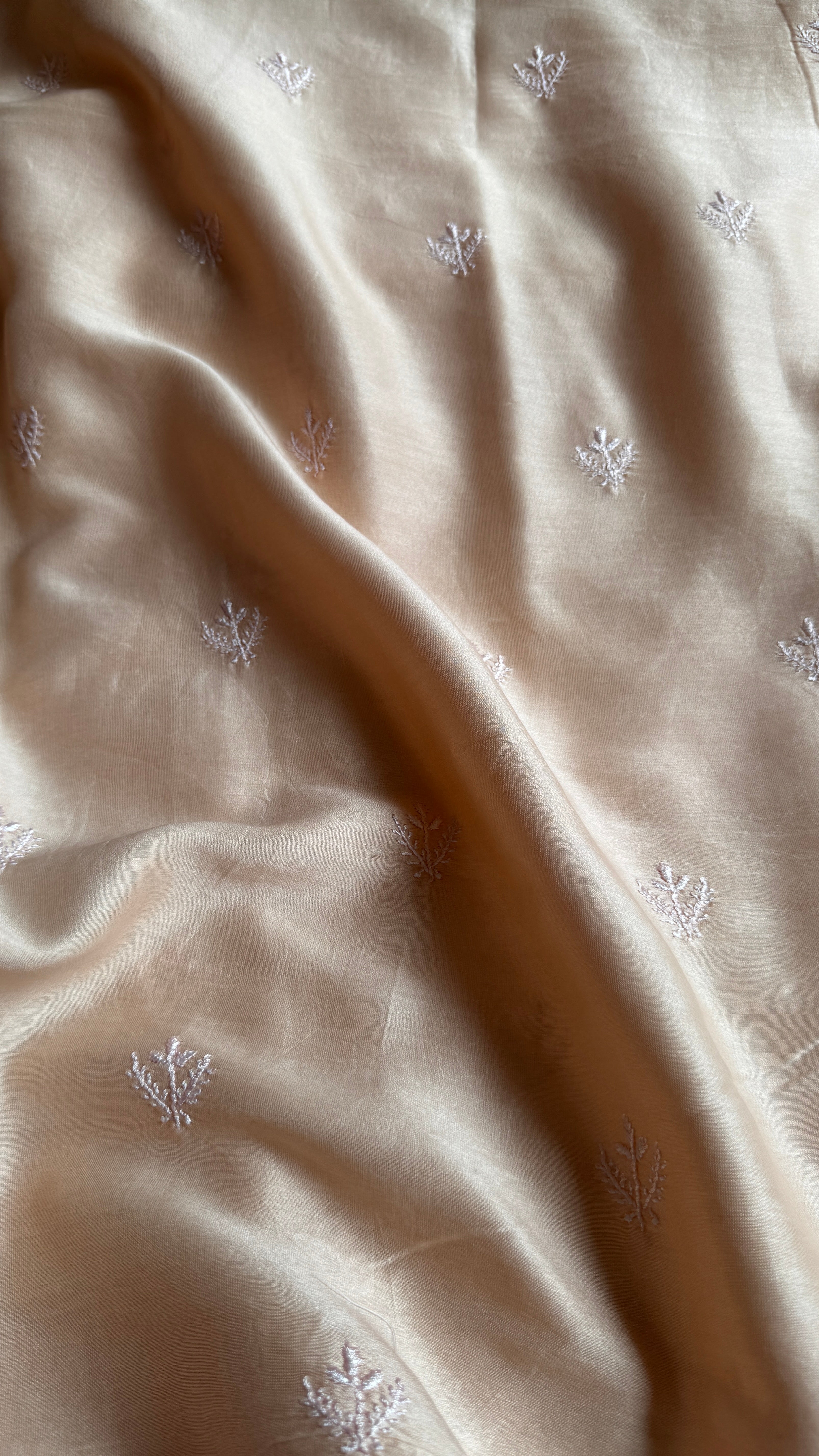 Chanderi Chikankari Kurta Length - Mens- Ivory