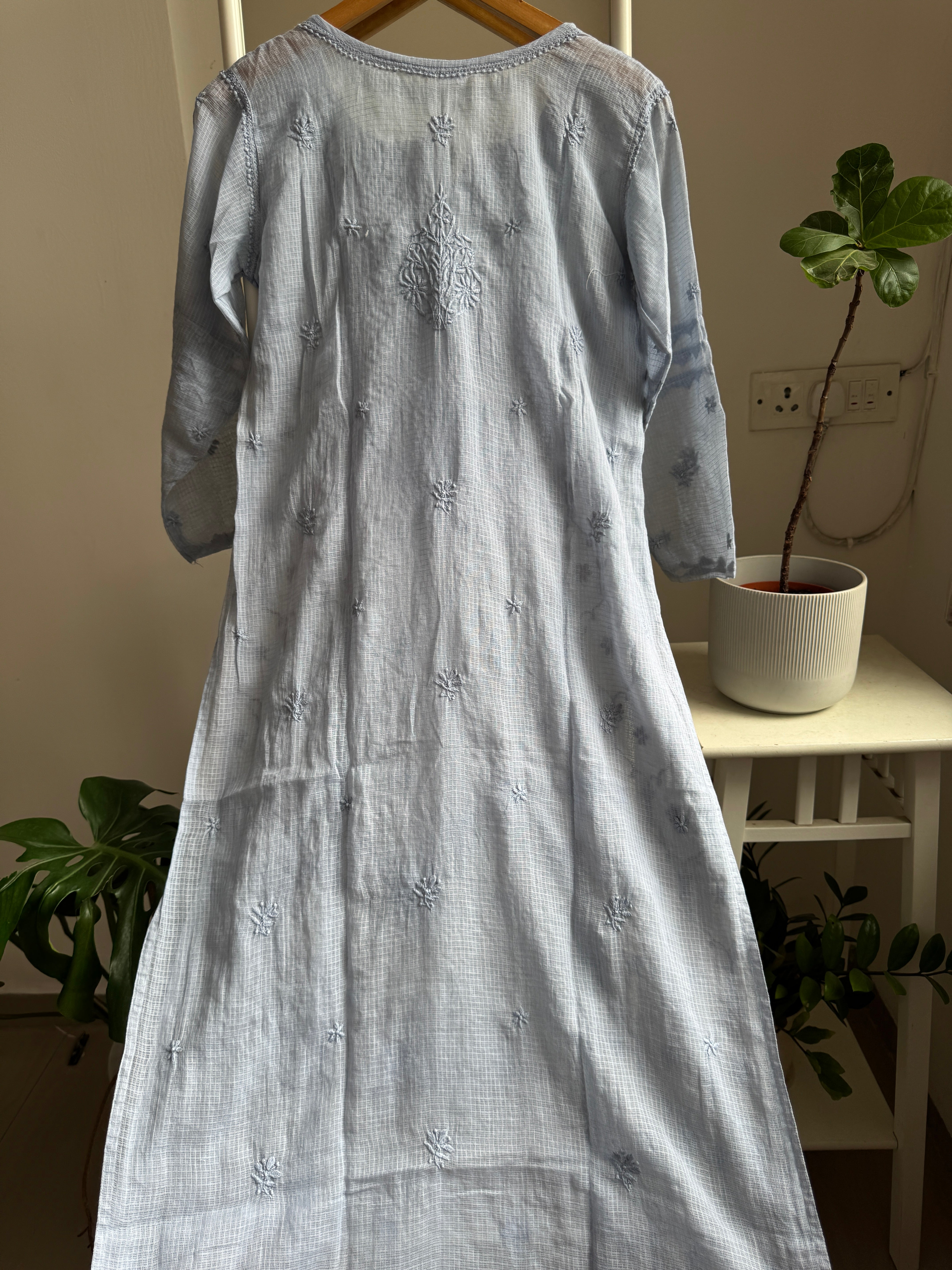 Kota Soft Cotton Chikankari Kurti - Grey ARIAA CHIKANKARI 