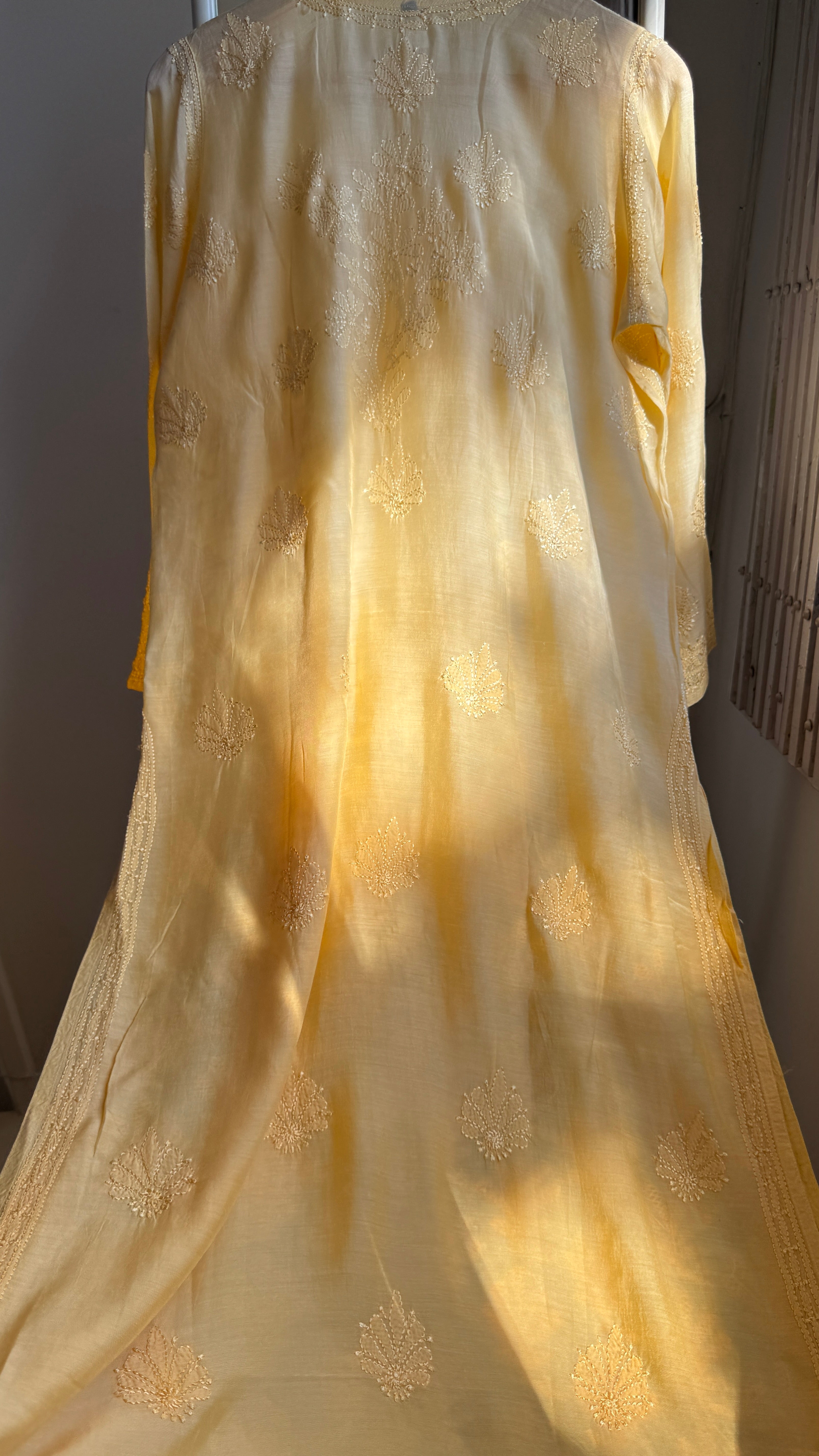 Muslin Chikankari Kurti - Yellow Ombre - BERRY Collection