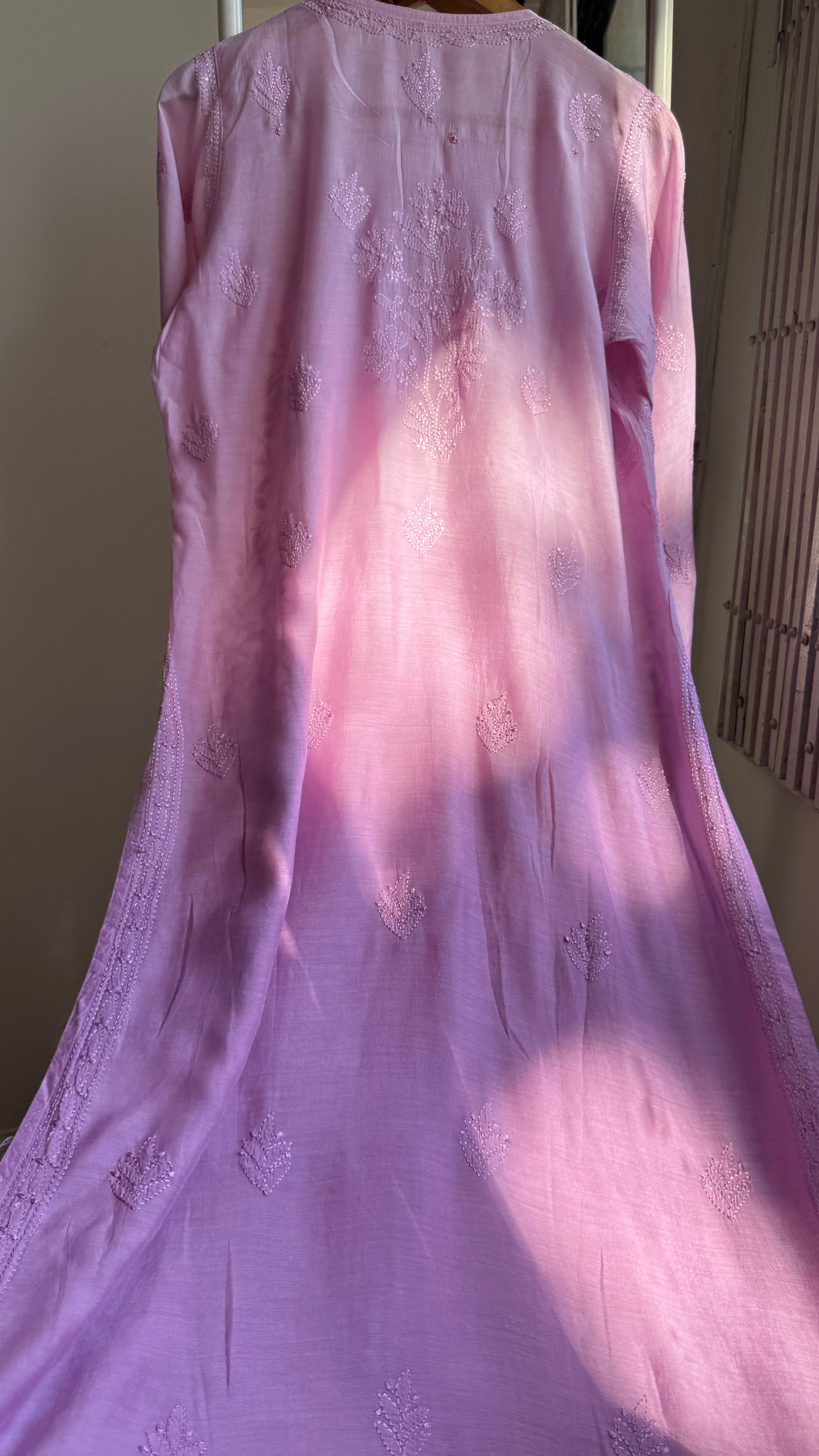 Muslin Chikankari Kurti - Lilac Ombre - BERRY Collection