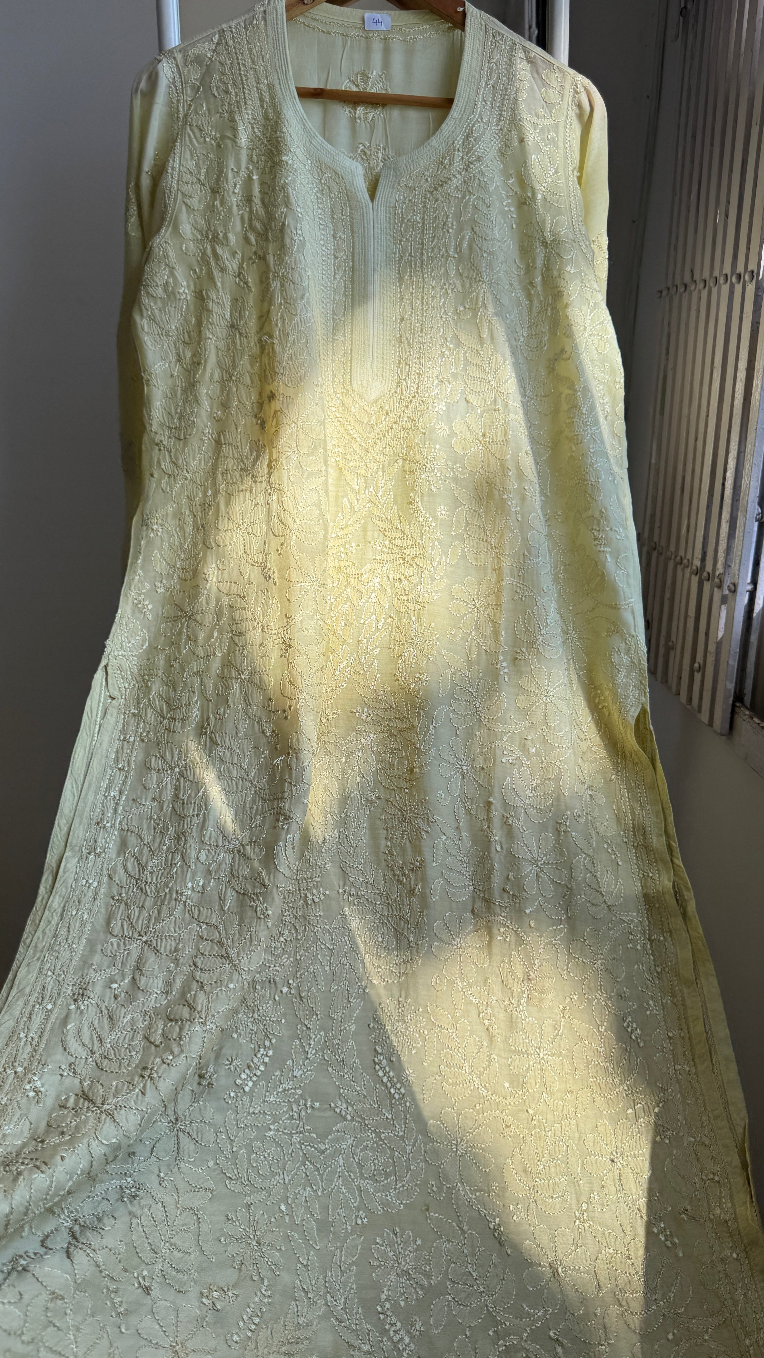 Muslin Chikankari Kurti - Green - BERRY Collection