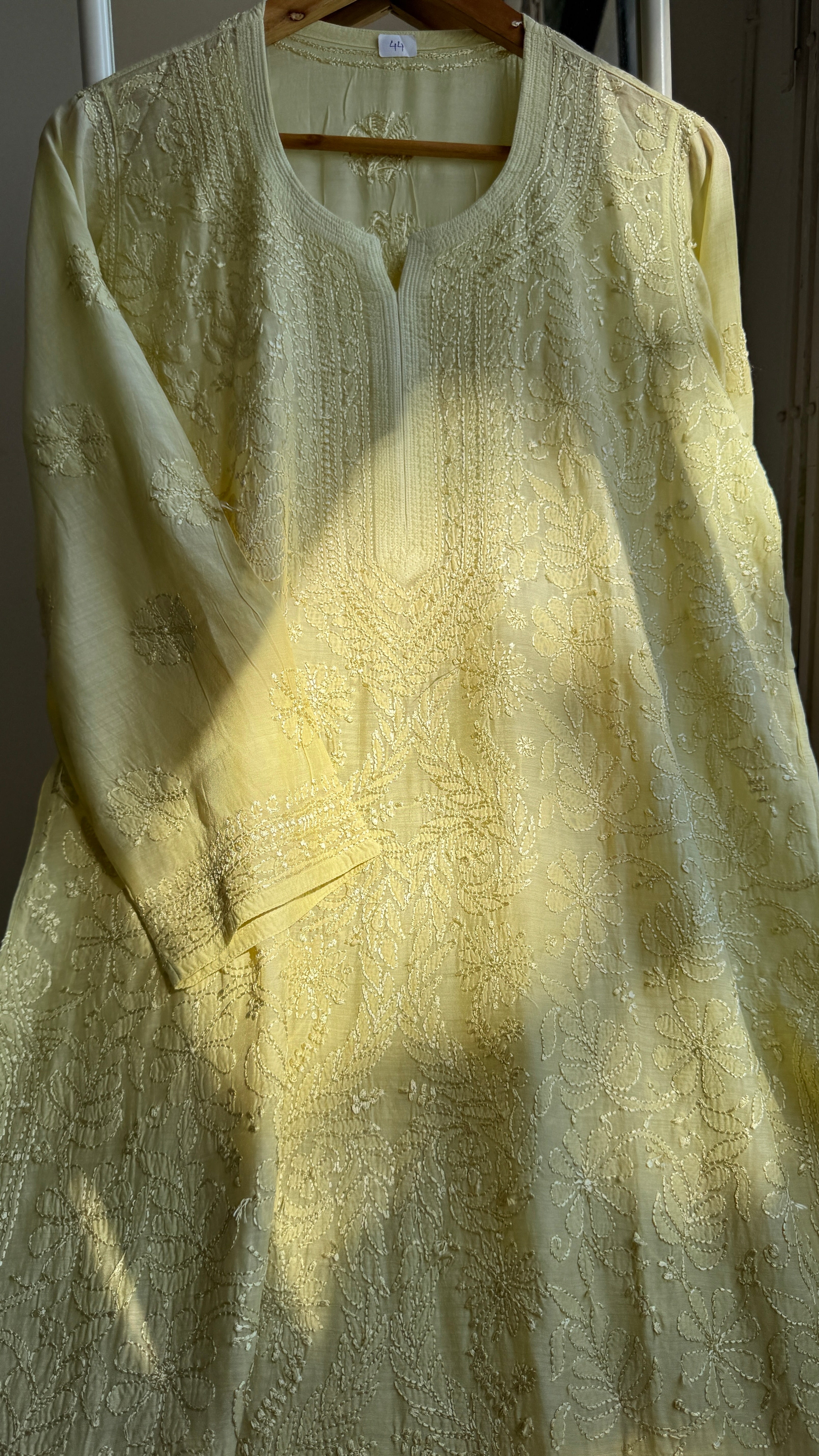 Muslin Chikankari Kurti - Green - BERRY Collection