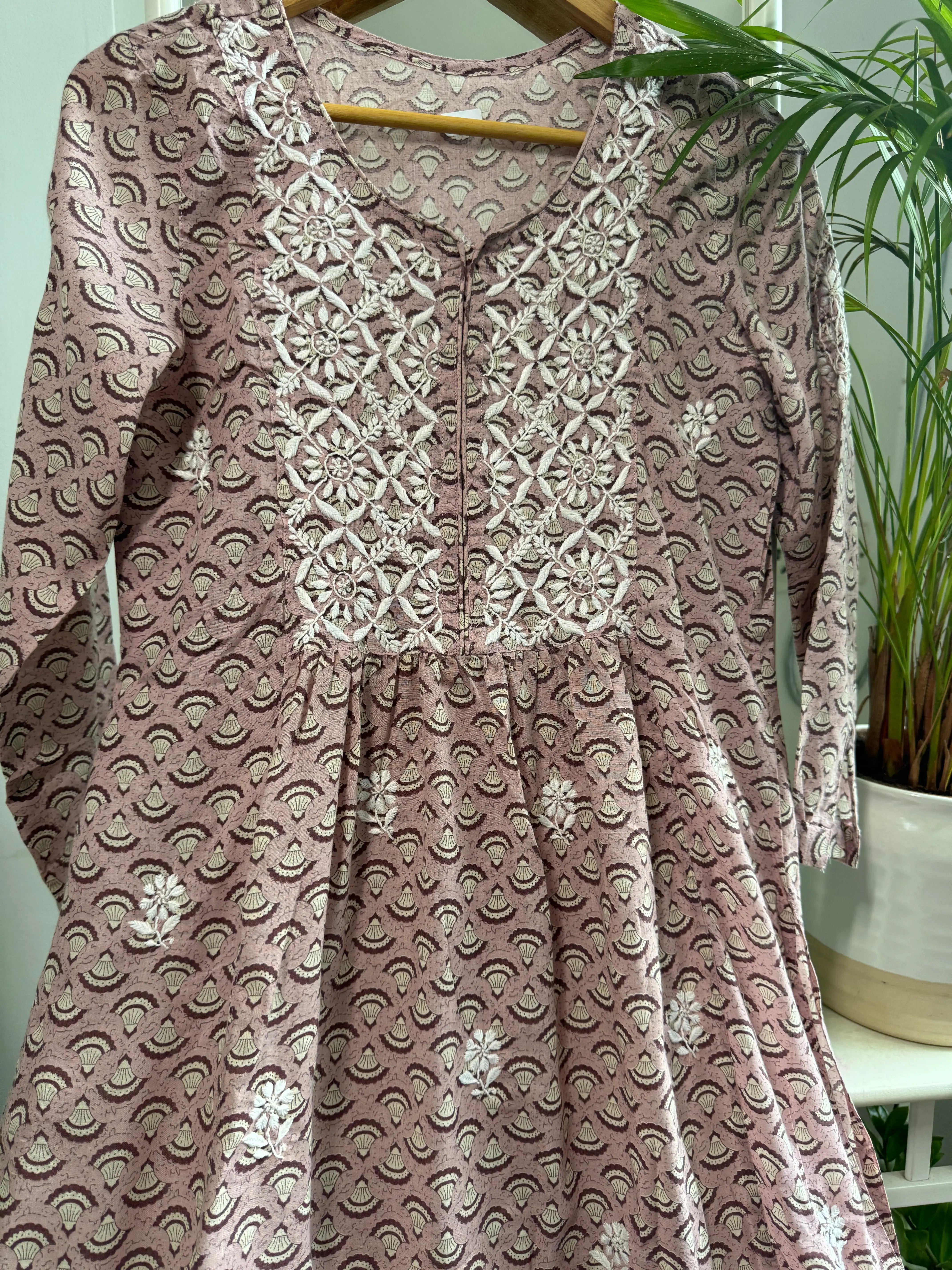 Cotton Printed Chikankari Set - Tea Pink ARIAA CHIKANKARI 