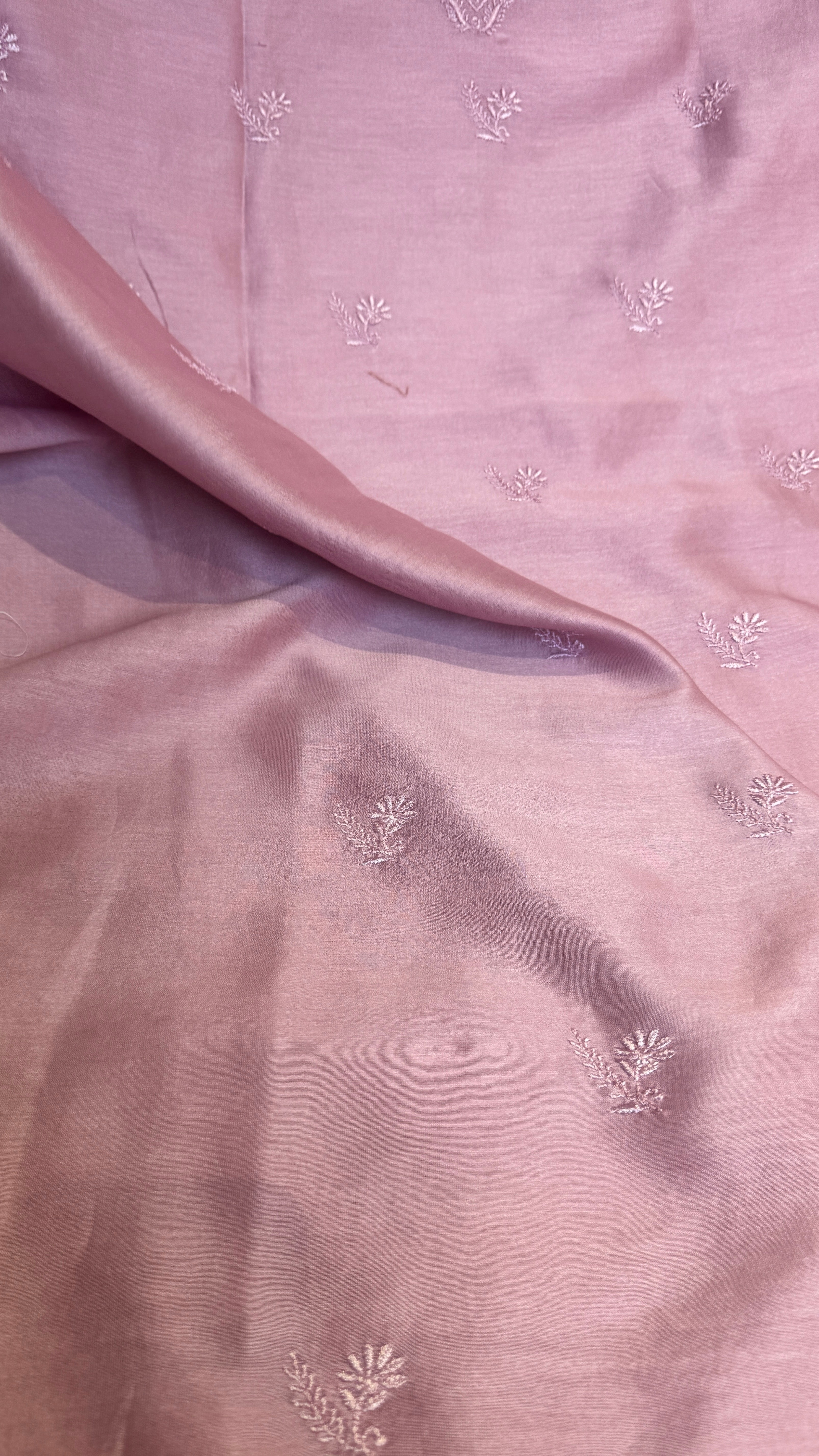 Chanderi Chikankari Kurta Length - Mens- Mauve