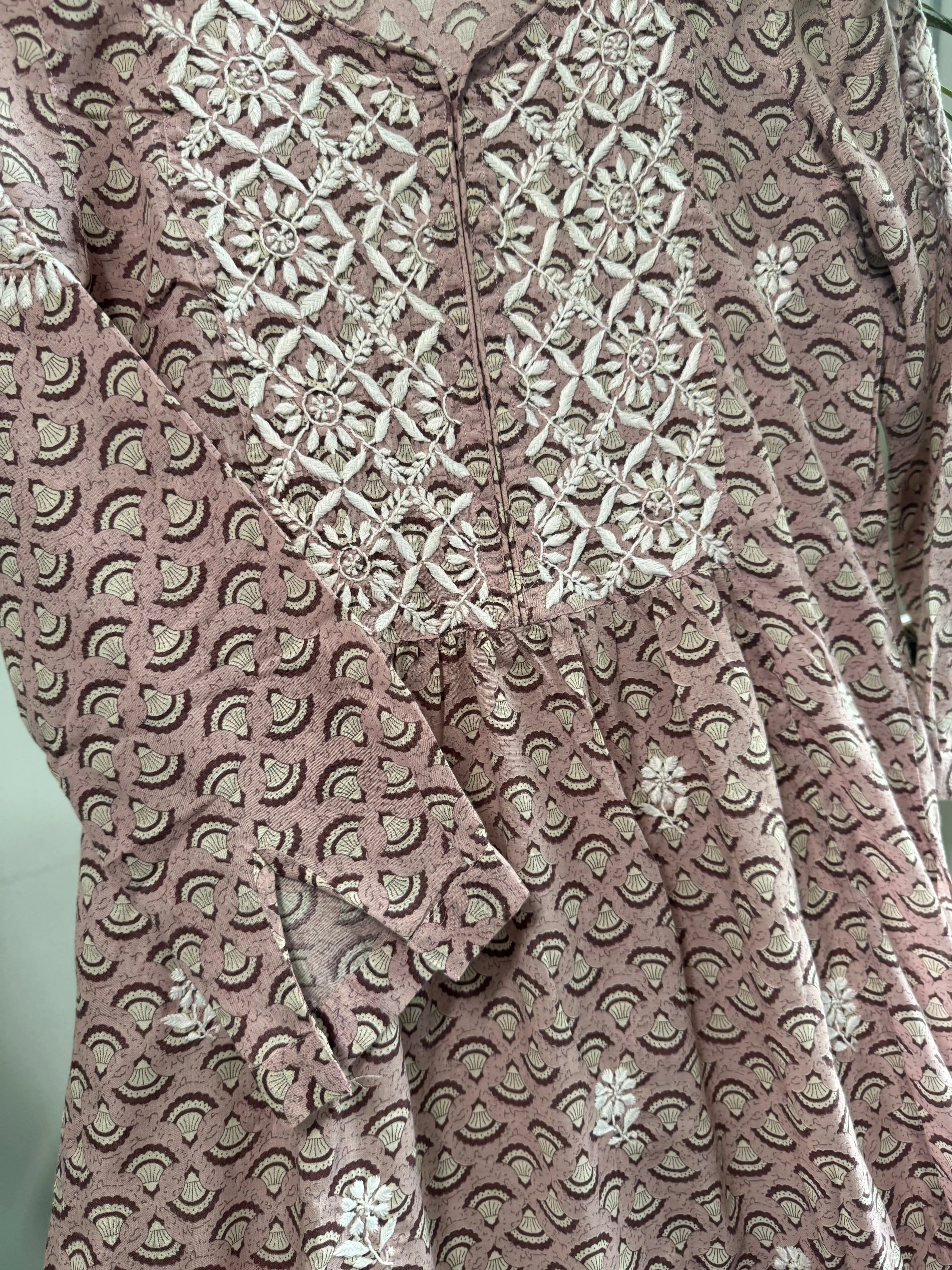 Cotton Printed Chikankari Set - Tea Pink ARIAA CHIKANKARI 