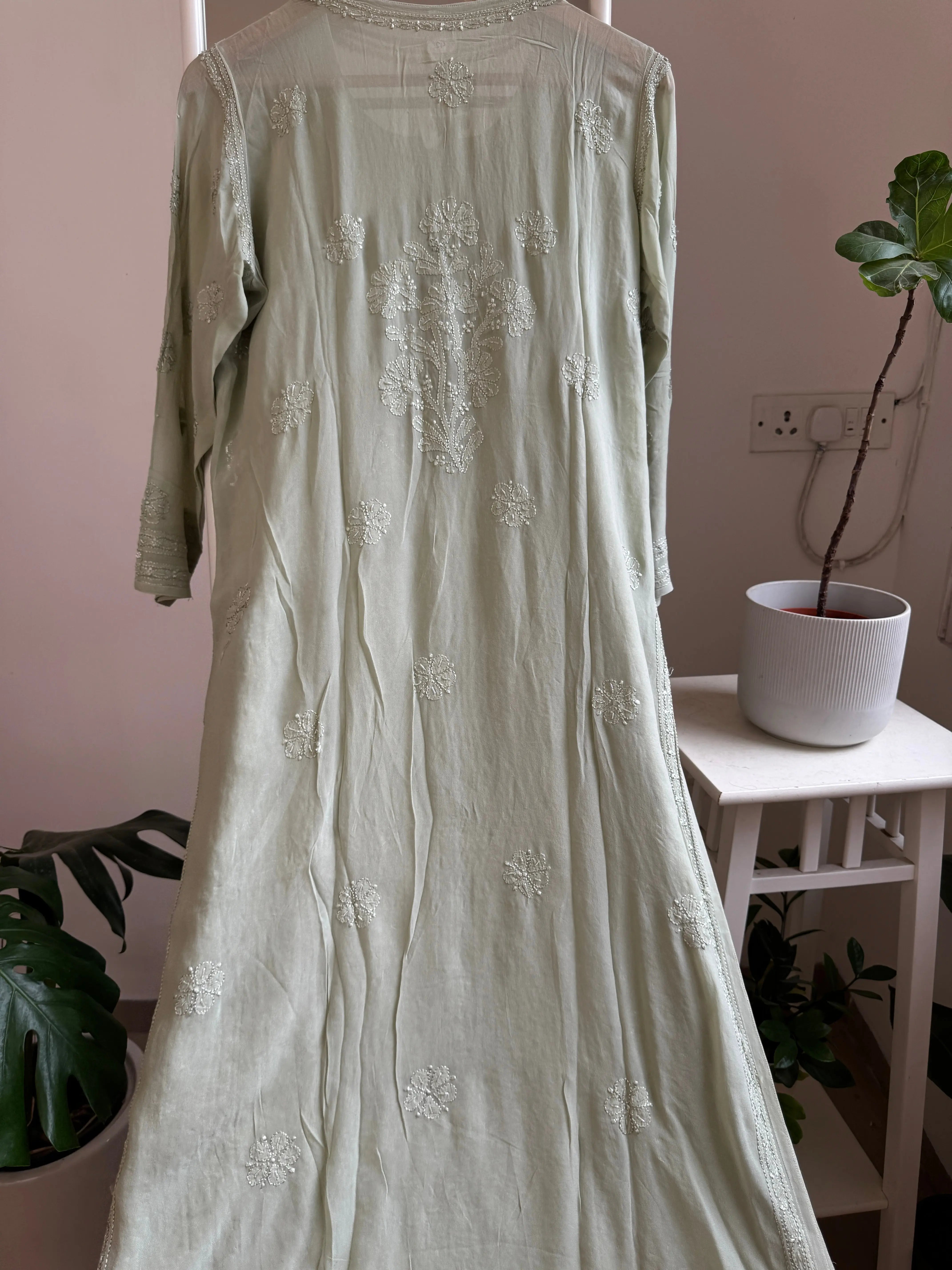 Viscose Kurti with Pearl  Work - Green ARIAA CHIKANKARI 