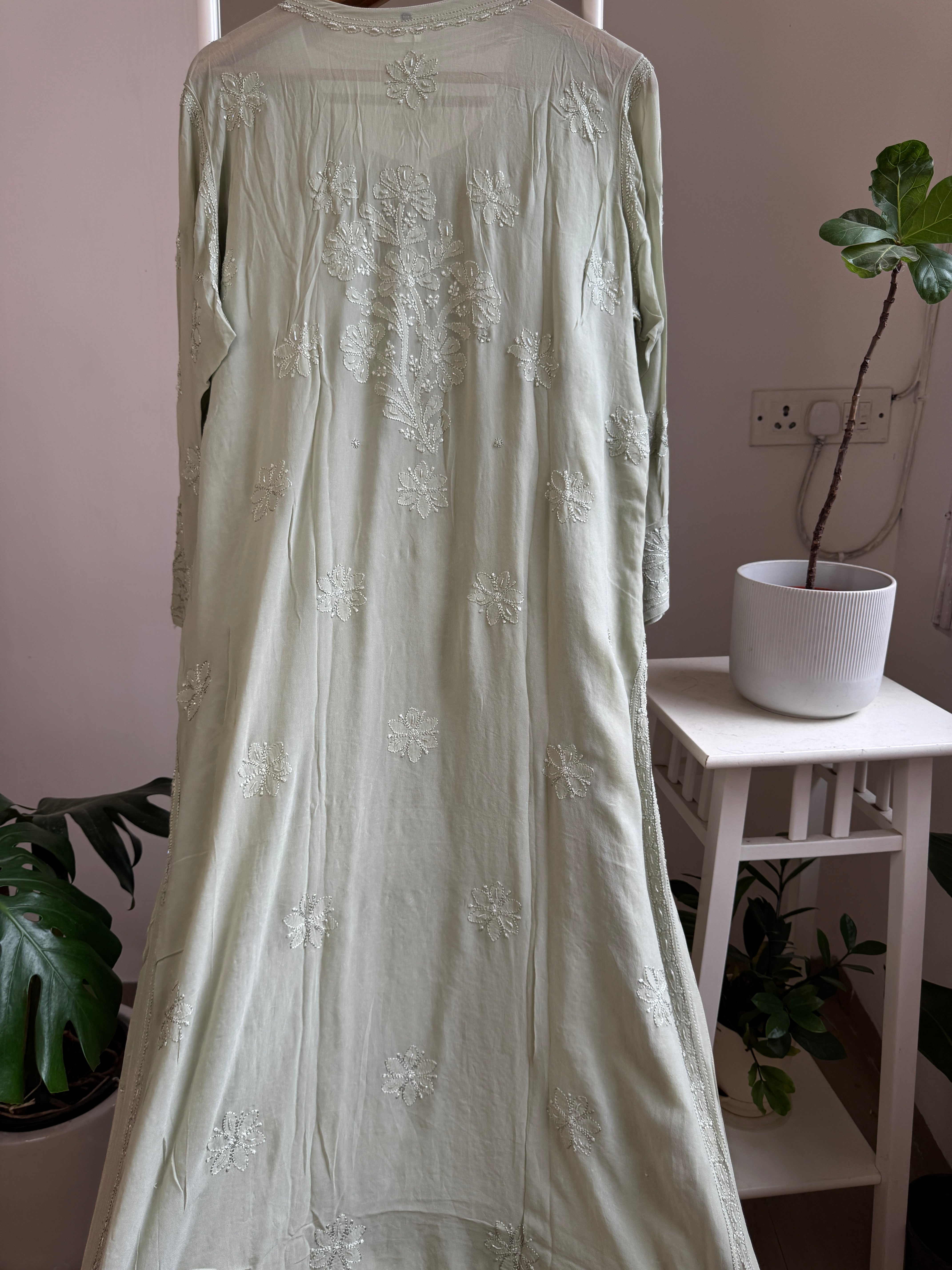 Viscose Kurti with Pearl  Work - Green ARIAA CHIKANKARI 