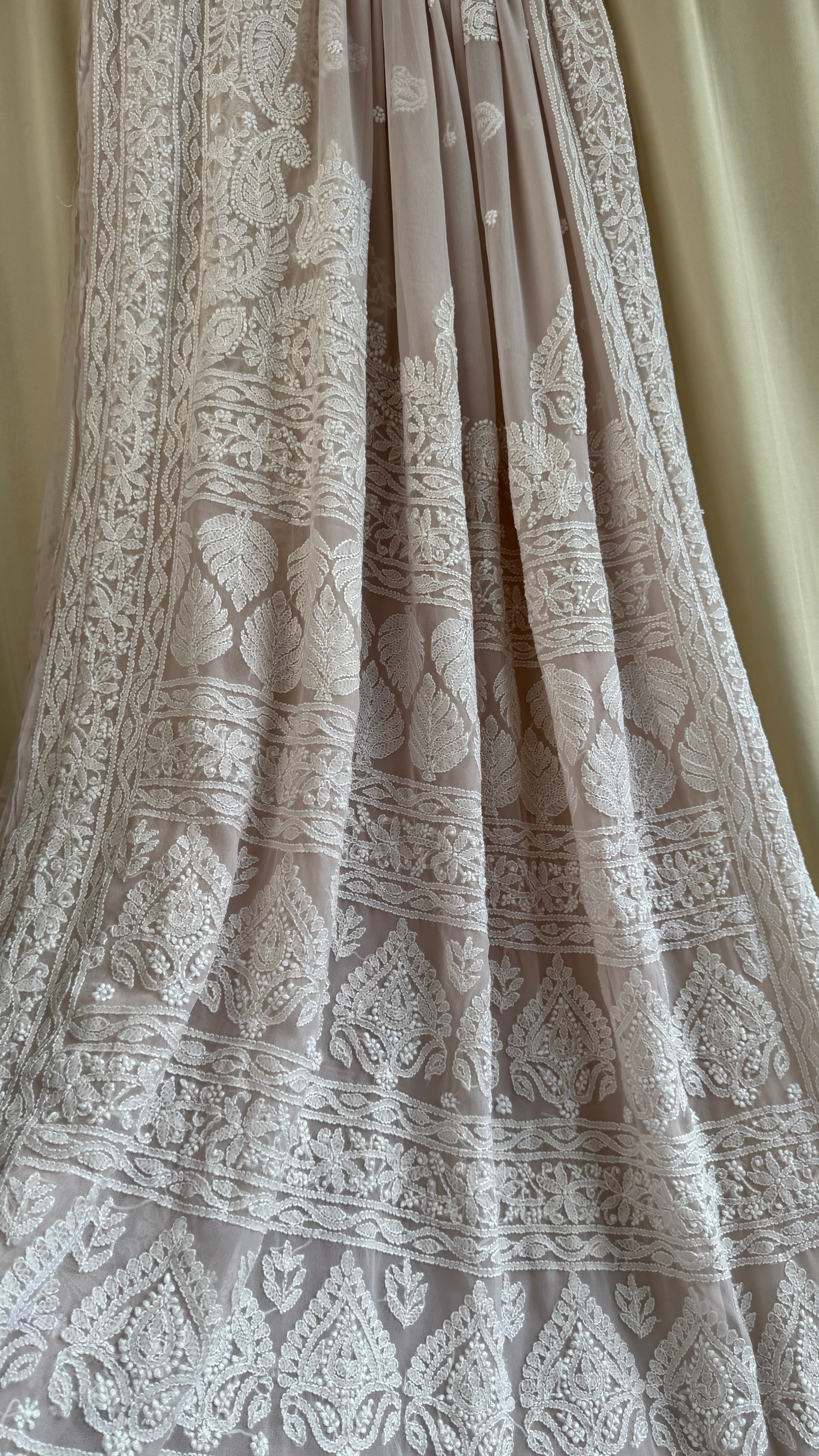 Georgette Chikankari saree in Fawn