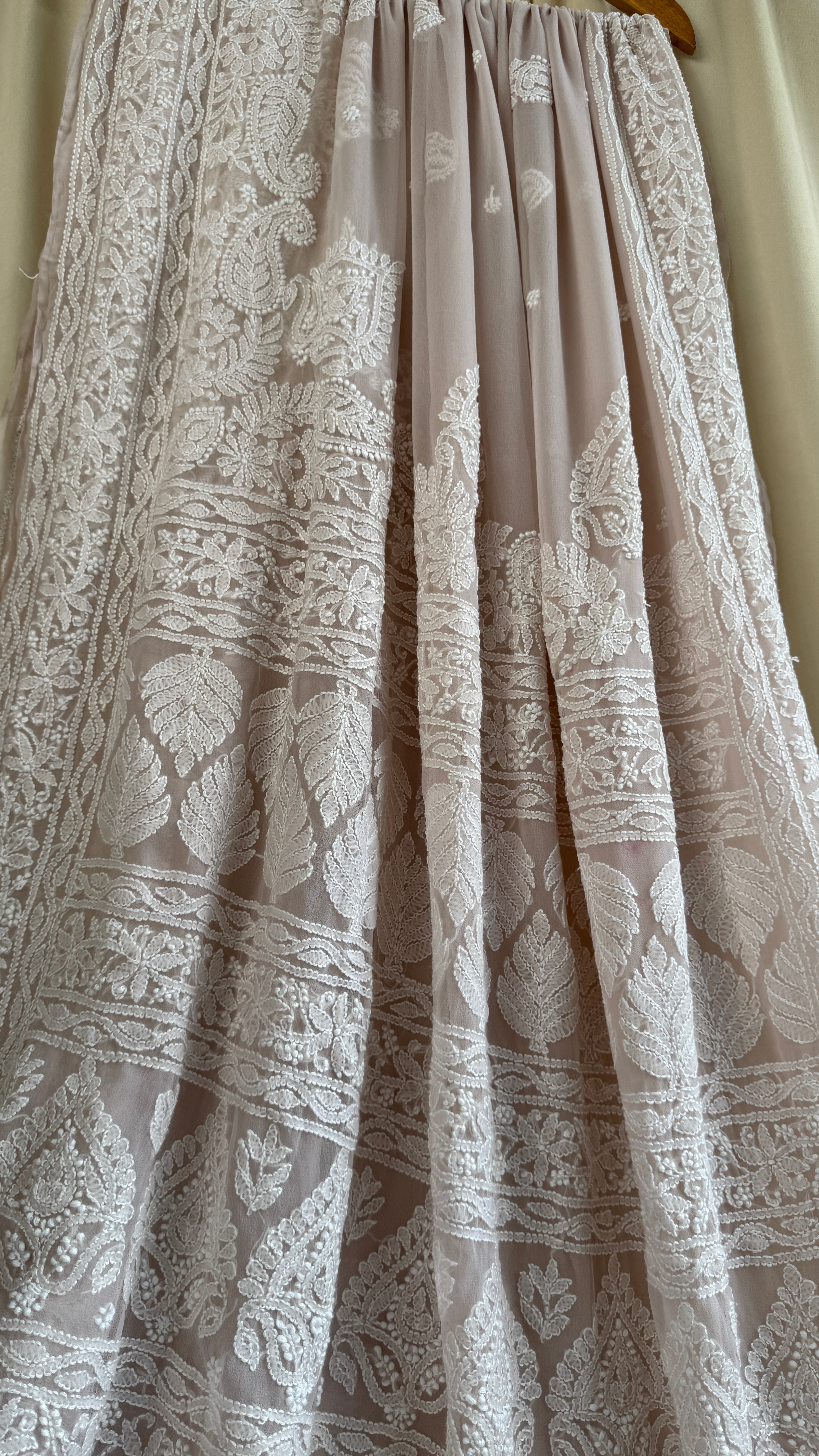 Georgette Chikankari saree in Fawn