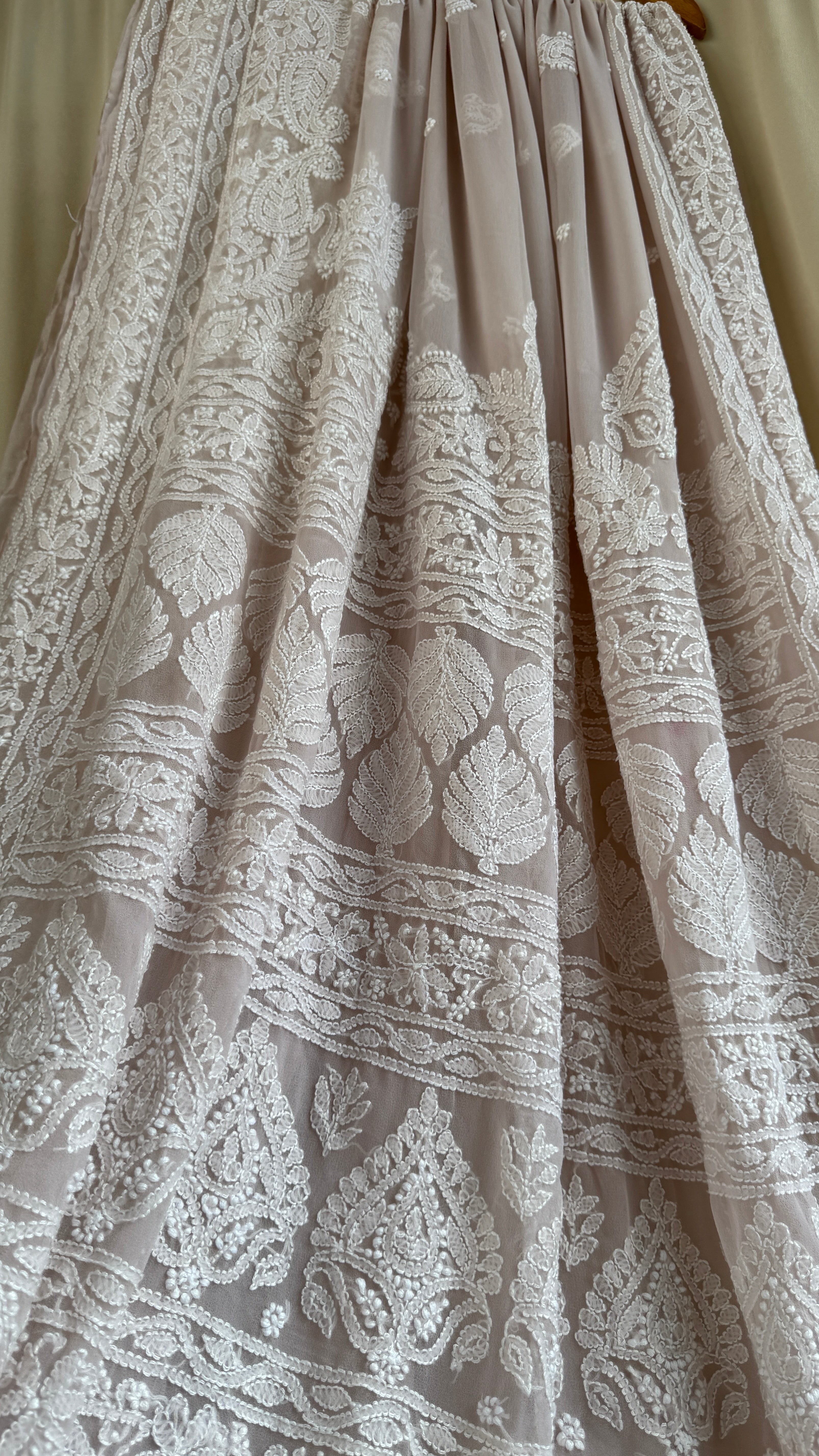 Georgette Chikankari saree in Fawn