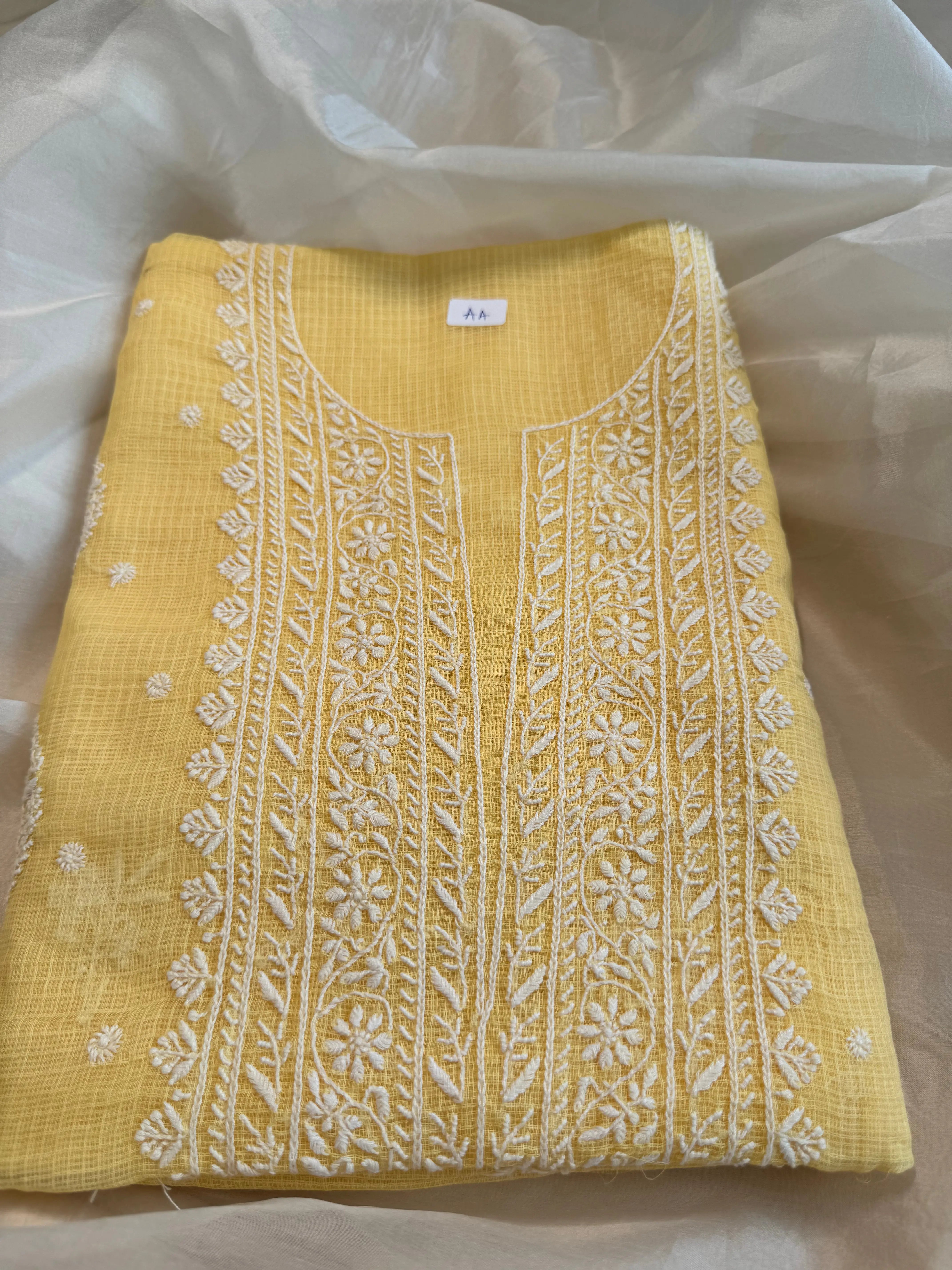 Kota Length with Dupatta - Yellow ARIAA CHIKANKARI 