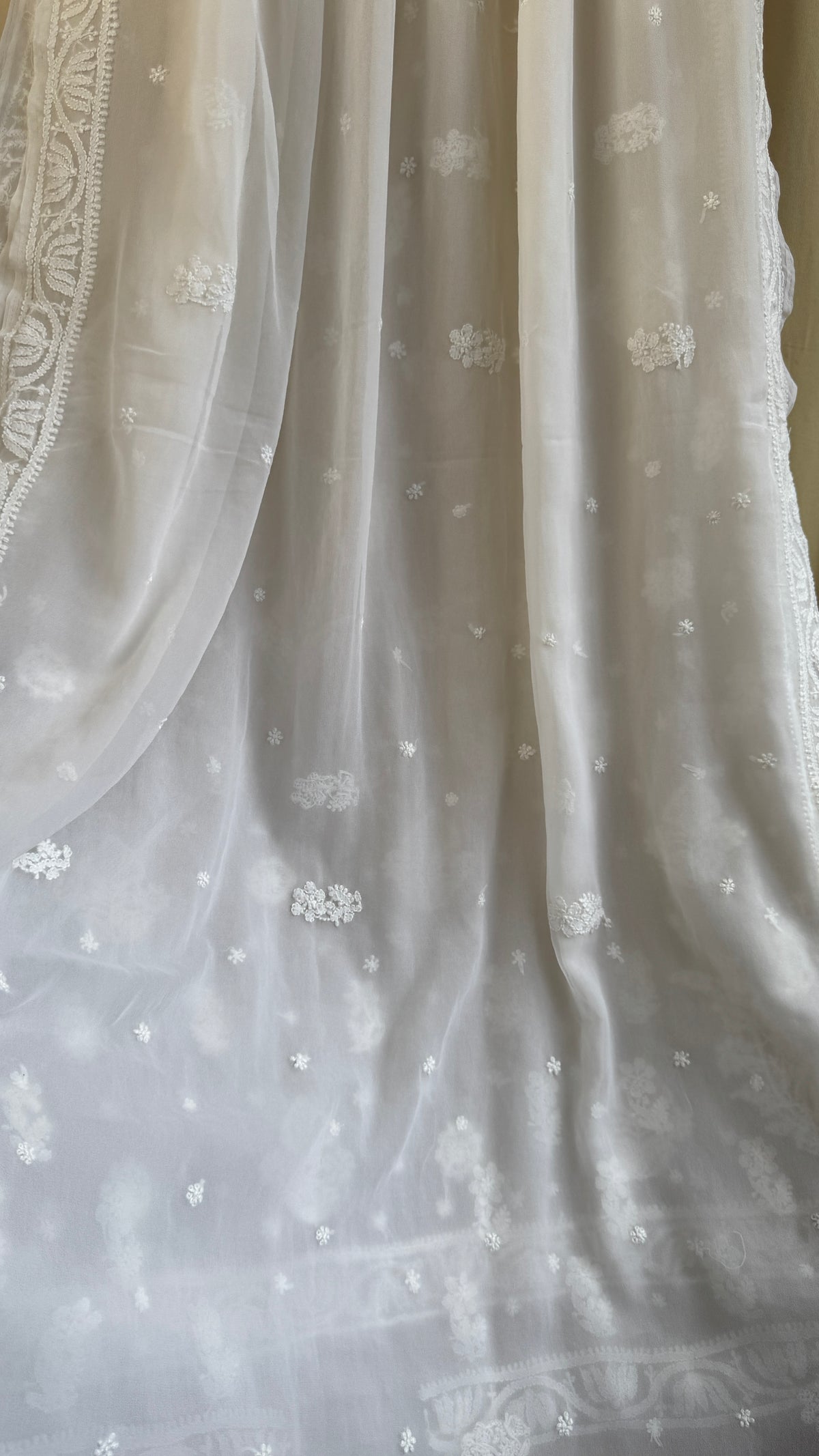 Georgette Chikankari saree in White