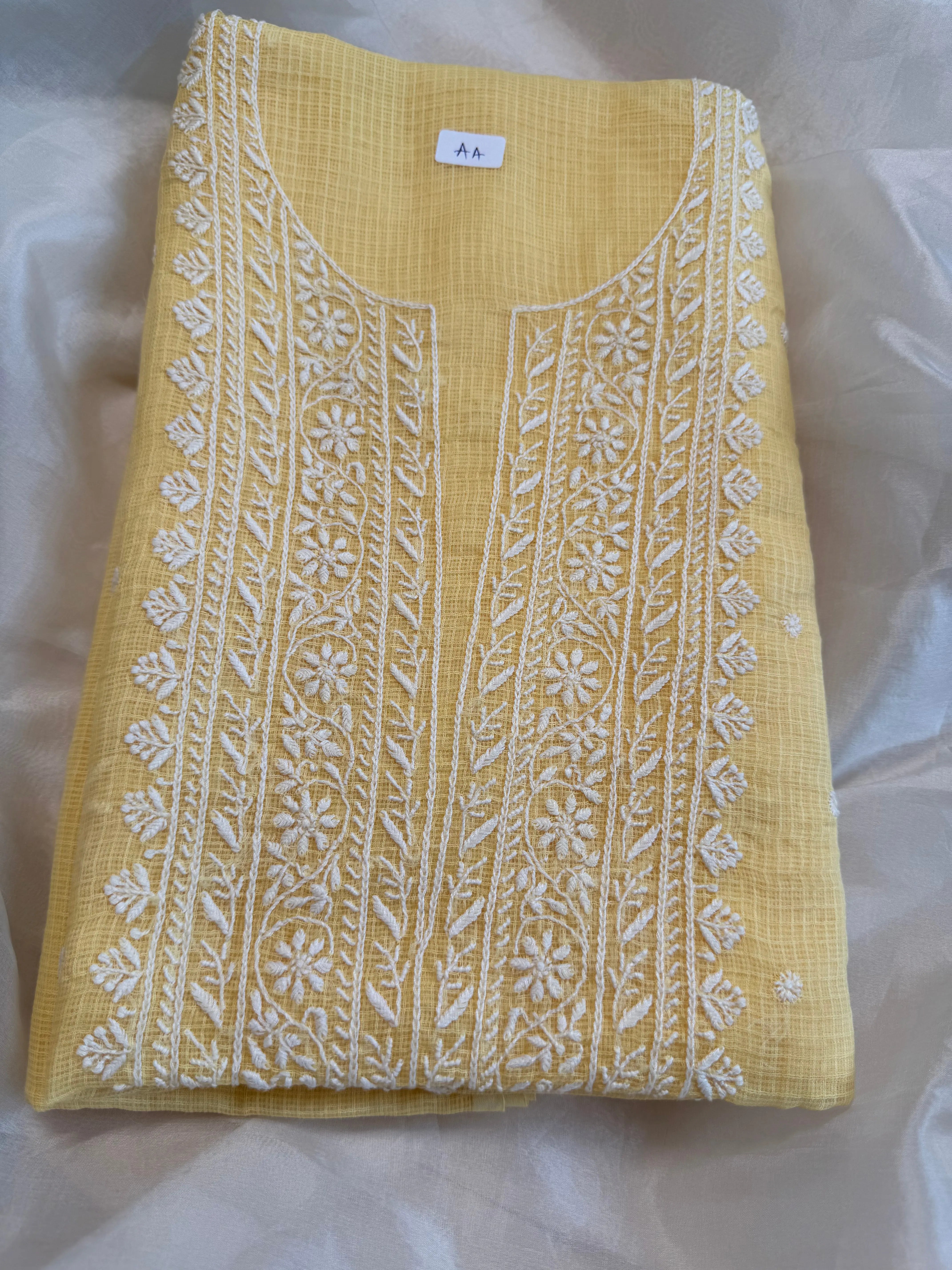 Kota Length with Dupatta - Yellow ARIAA CHIKANKARI 