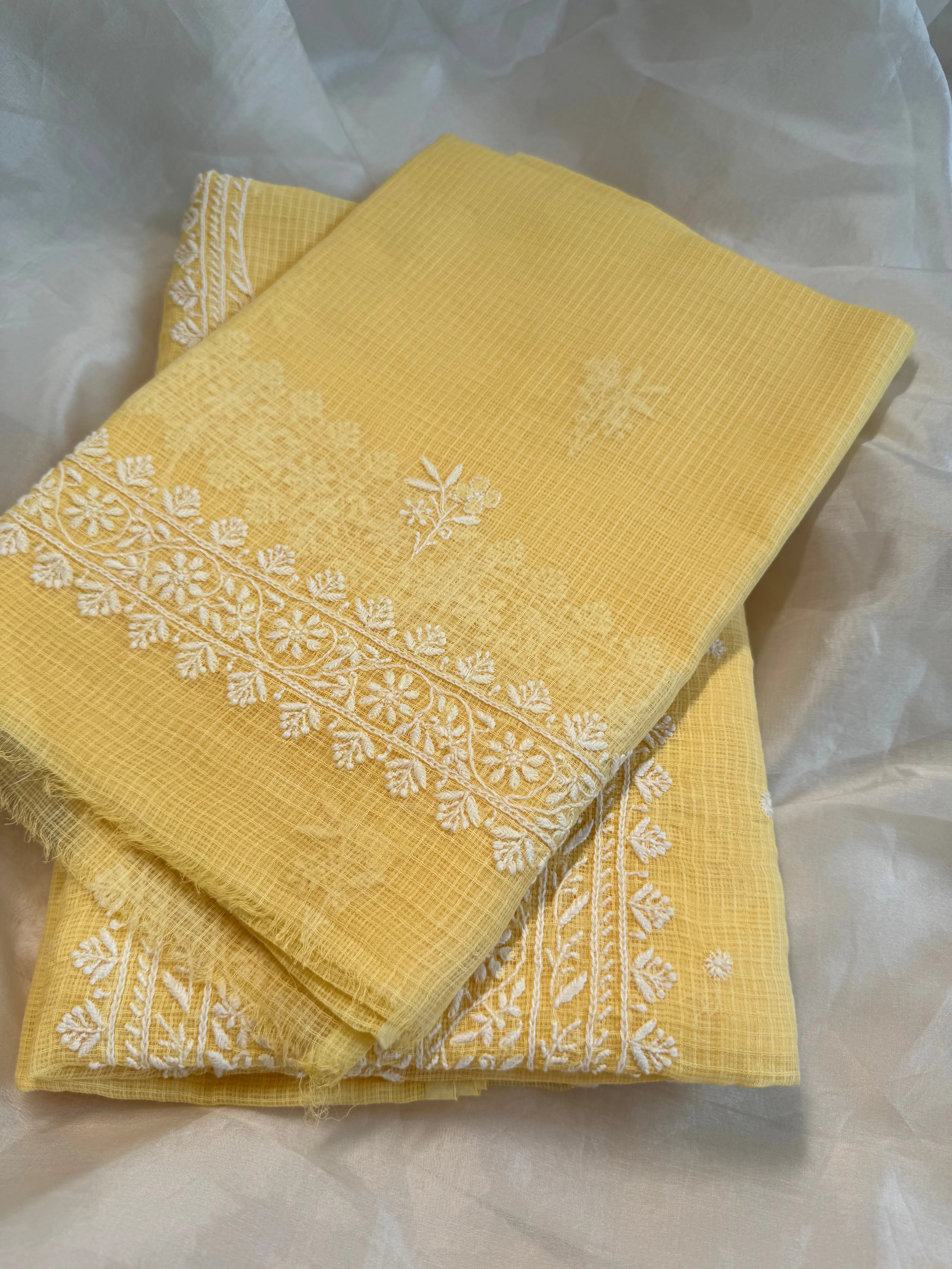 Kota Length with Dupatta - Yellow ARIAA CHIKANKARI 