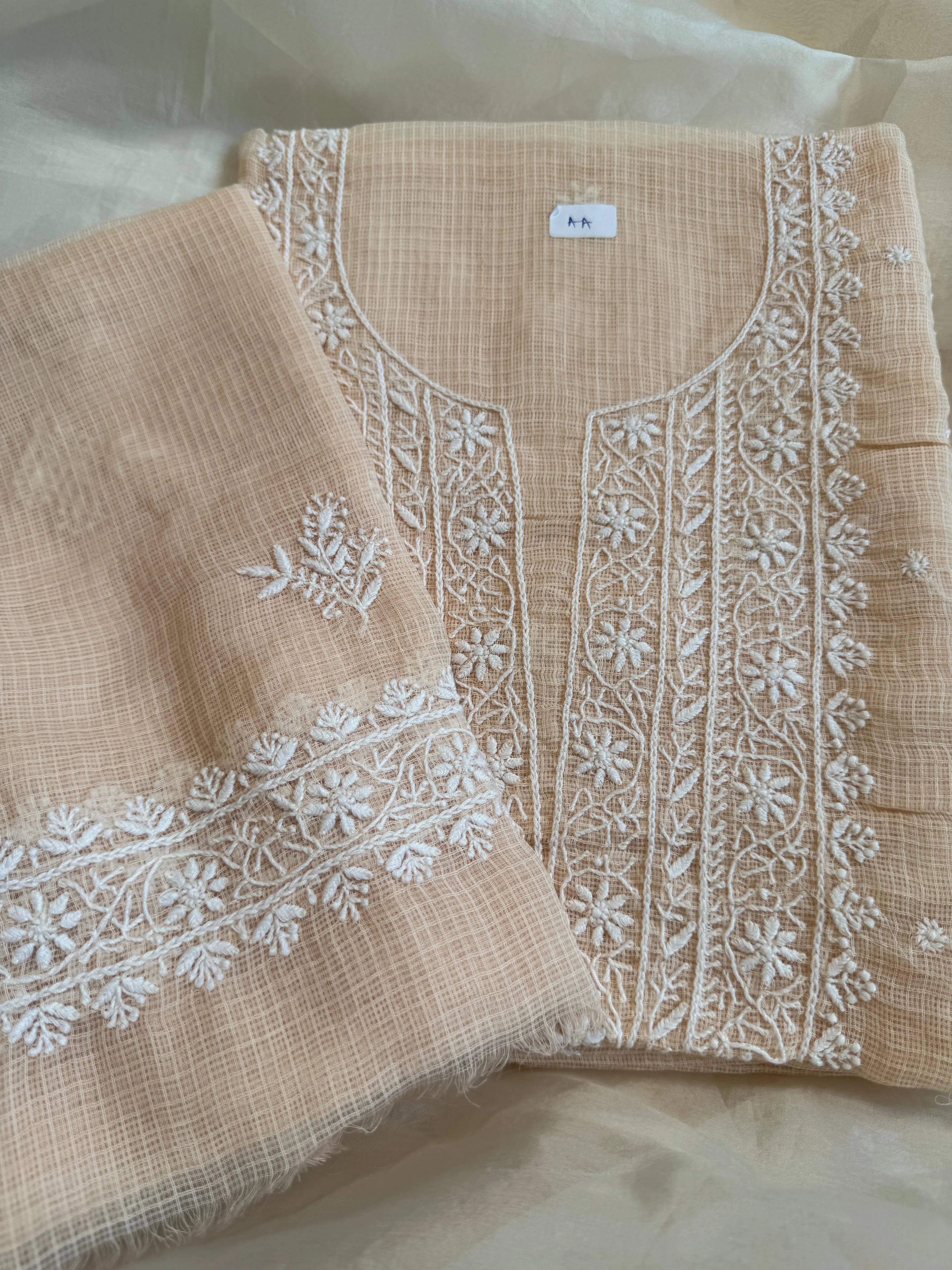 Kota Length with Dupatta - Beige ARIAA CHIKANKARI 