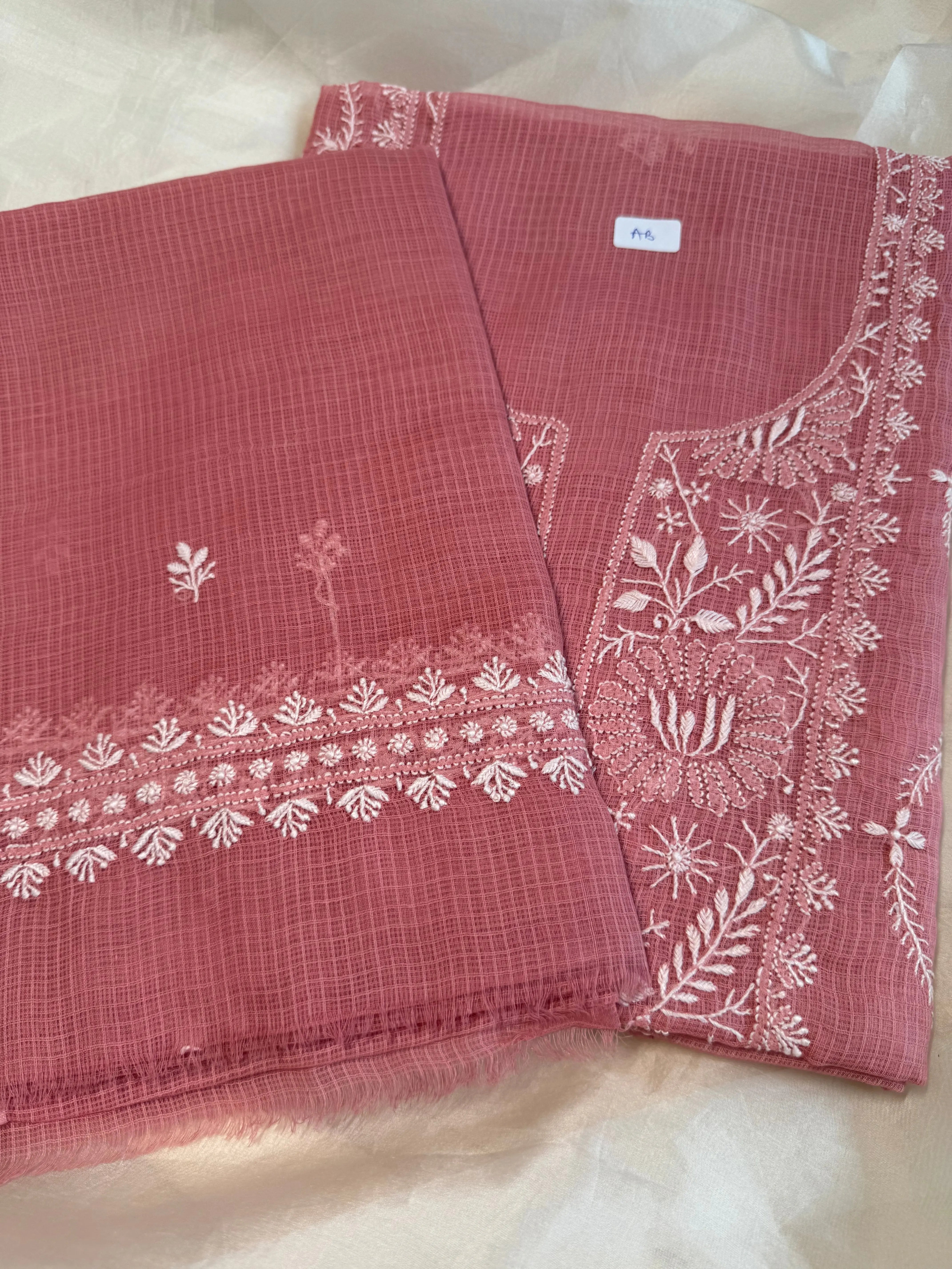 Kota Length with Dupatta - Rosewood ARIAA CHIKANKARI 