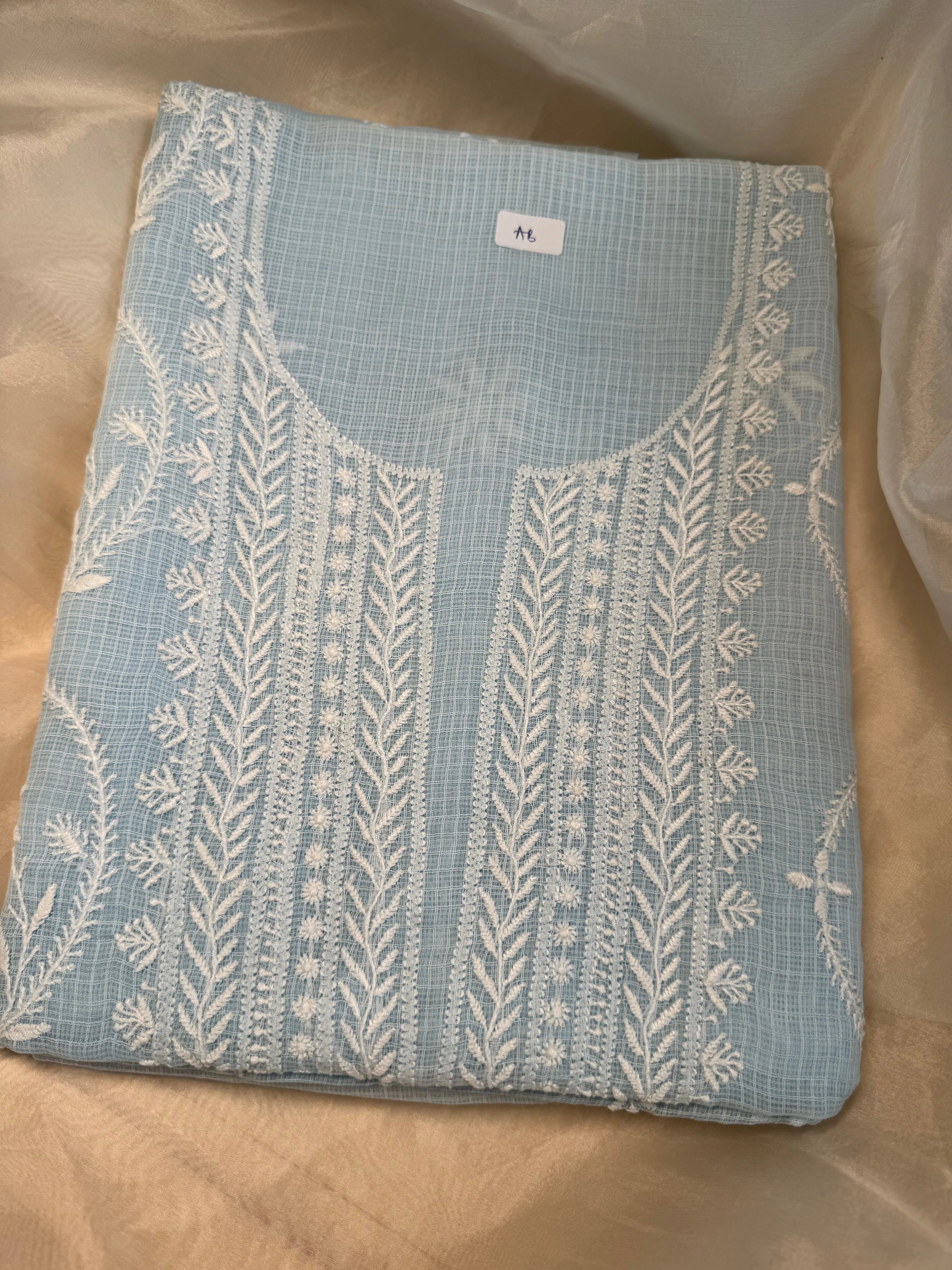 Kota Length with Dupatta - Light Blue ARIAA CHIKANKARI 