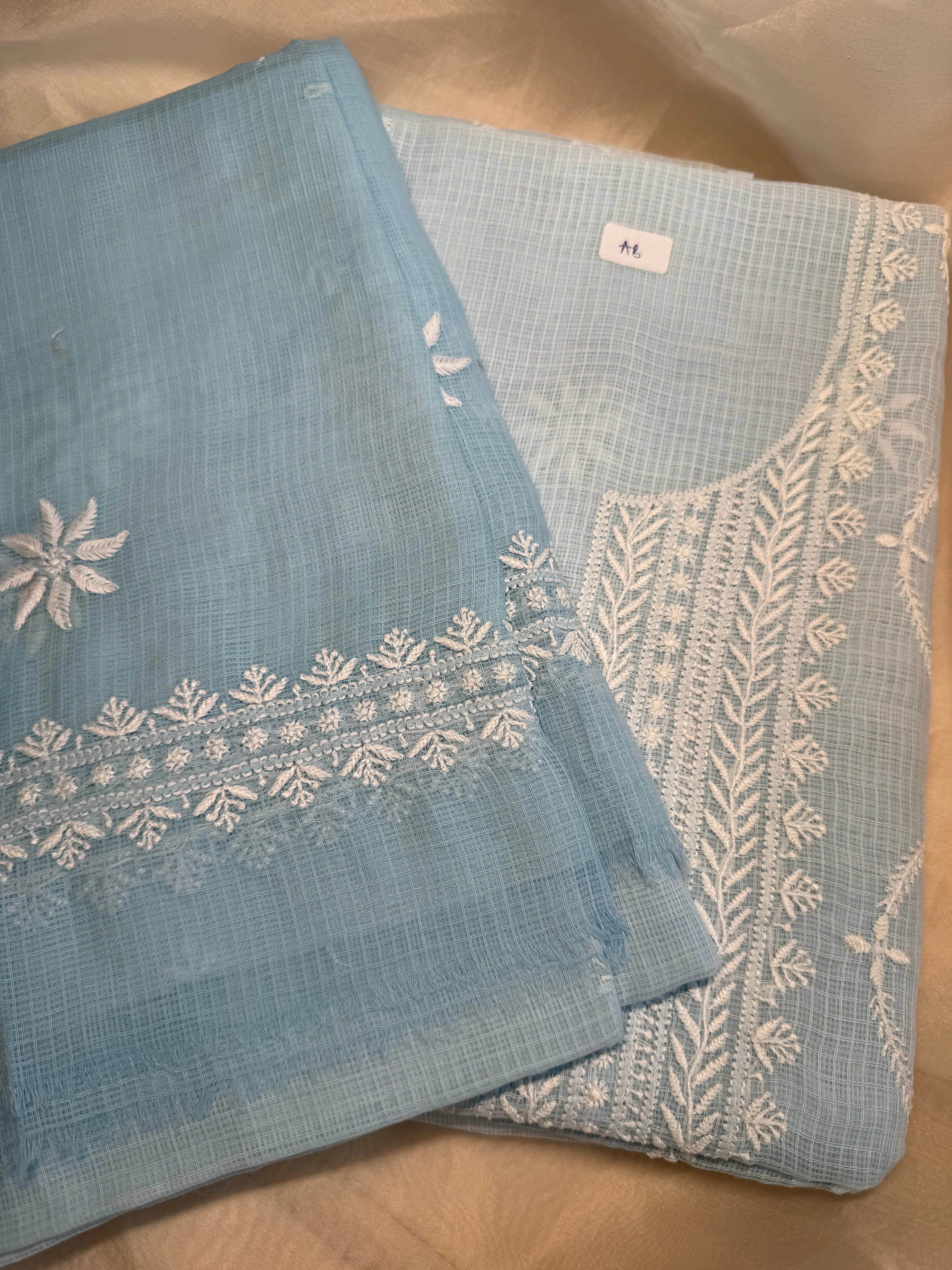 Kota Length with Dupatta - Light Blue ARIAA CHIKANKARI 