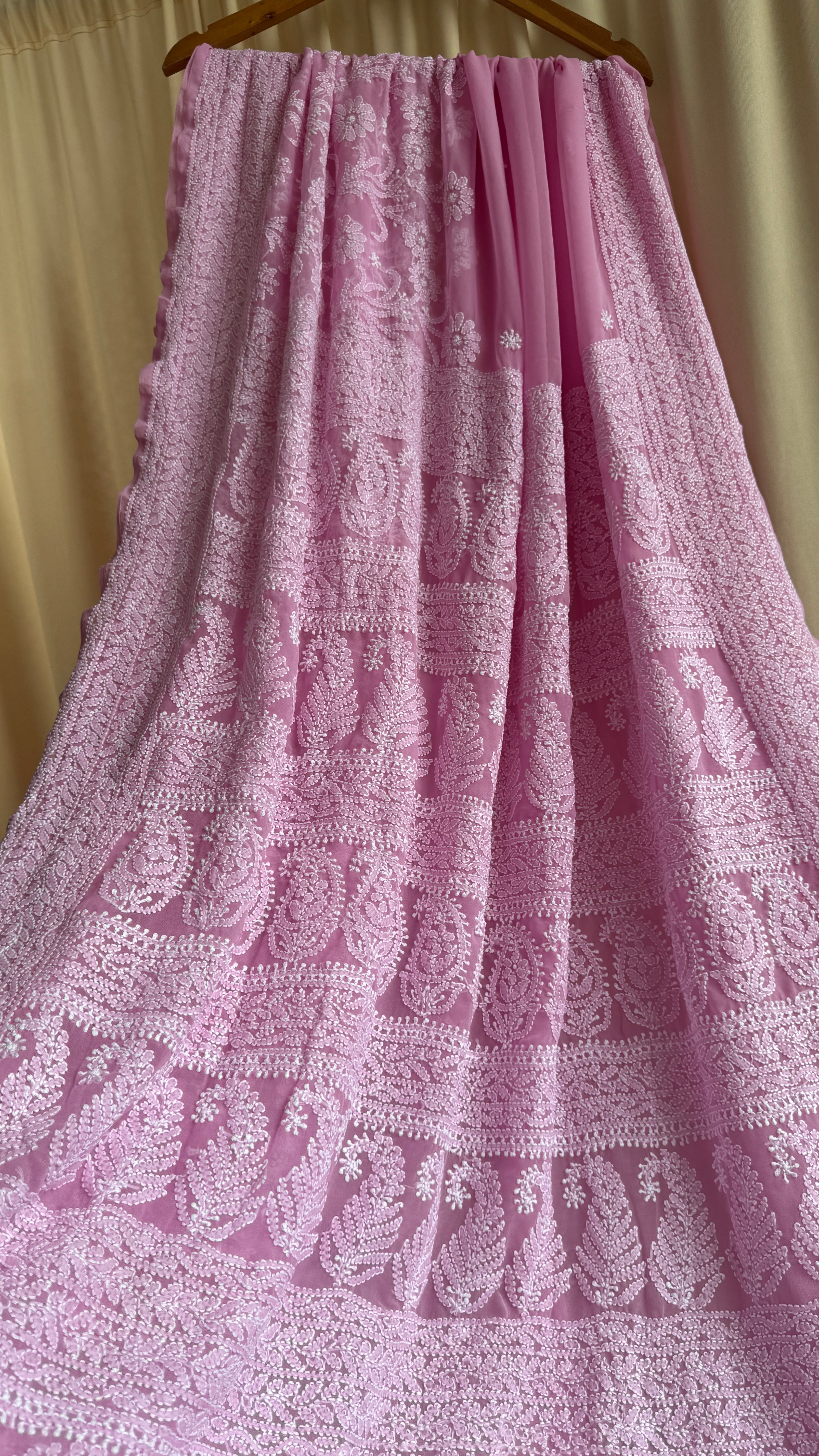 Georgette Chikankari saree in Pink