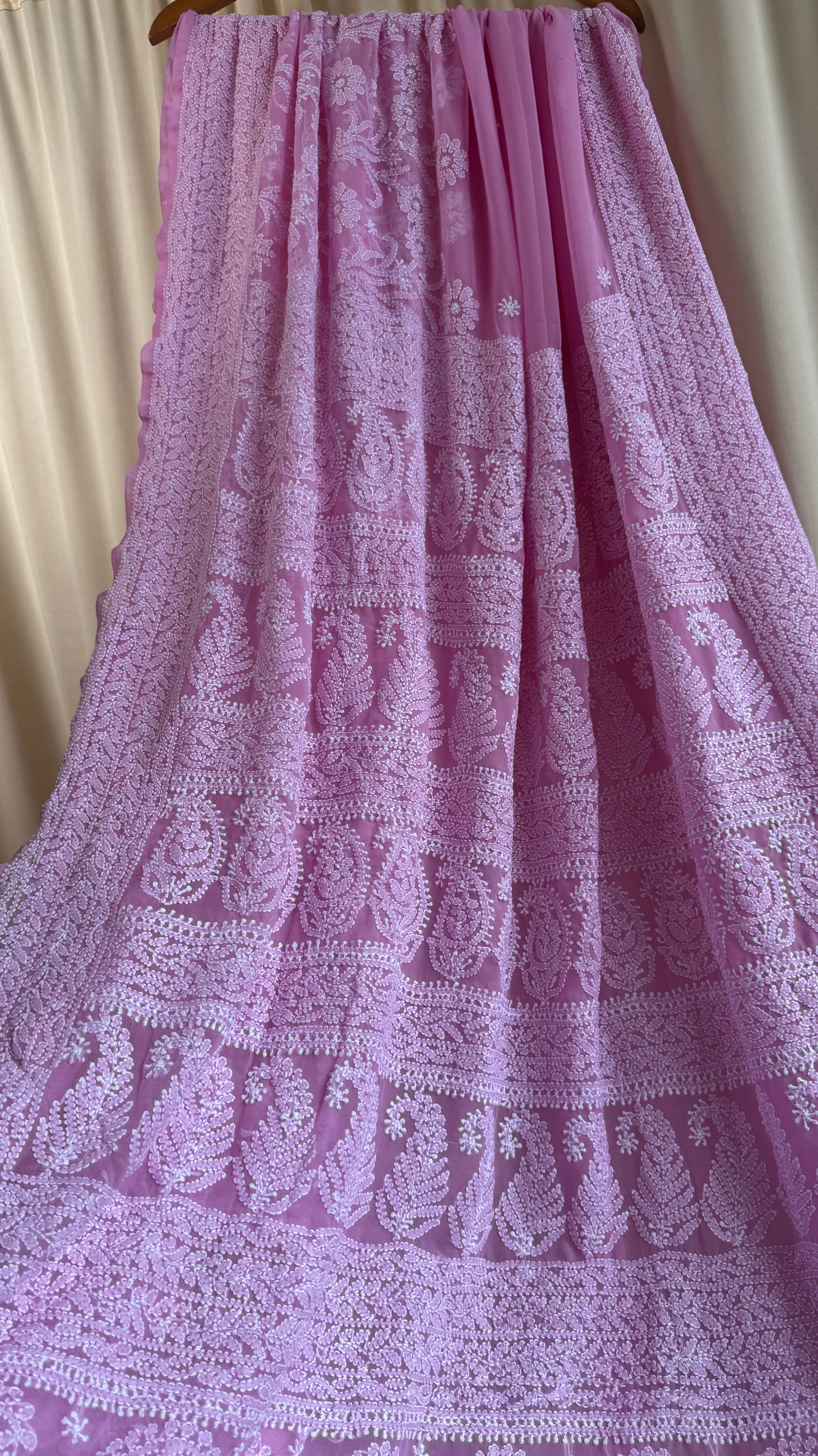 Georgette Chikankari saree in Pink